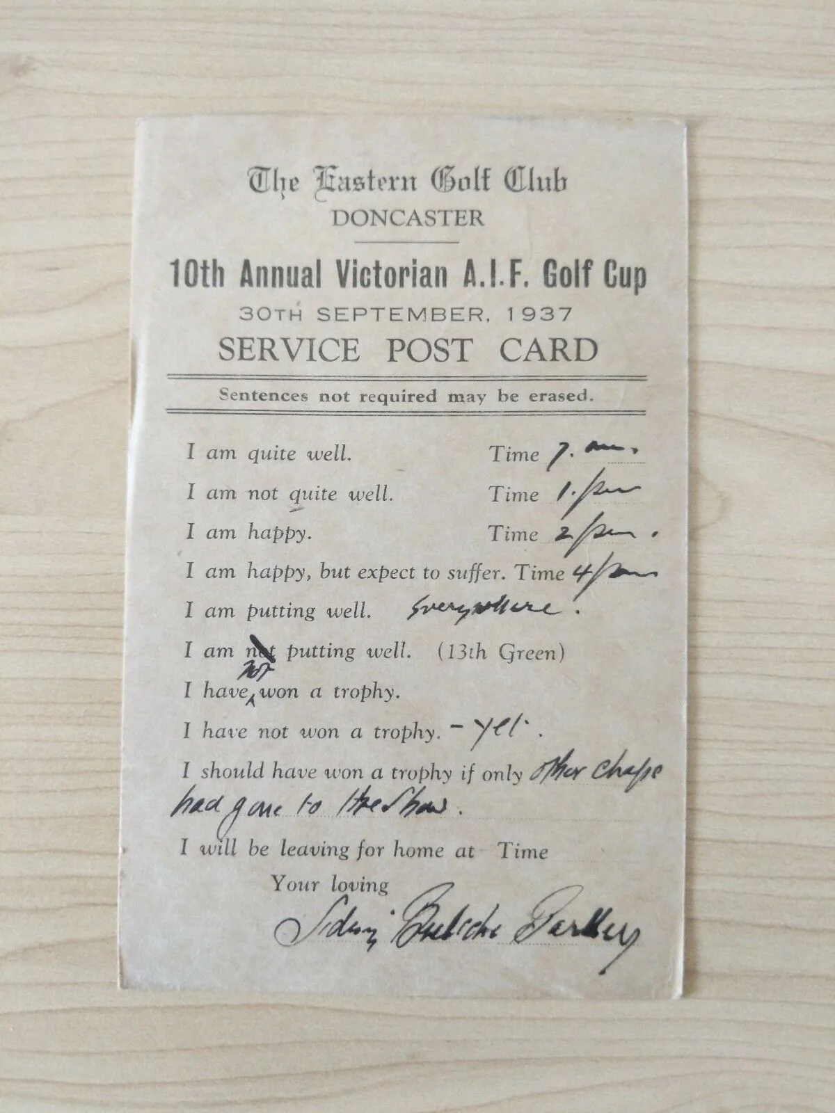 Australia 10th Victorian AIF Golf Souvenir Postcard Eastern Golf Club Field Office - Image 2