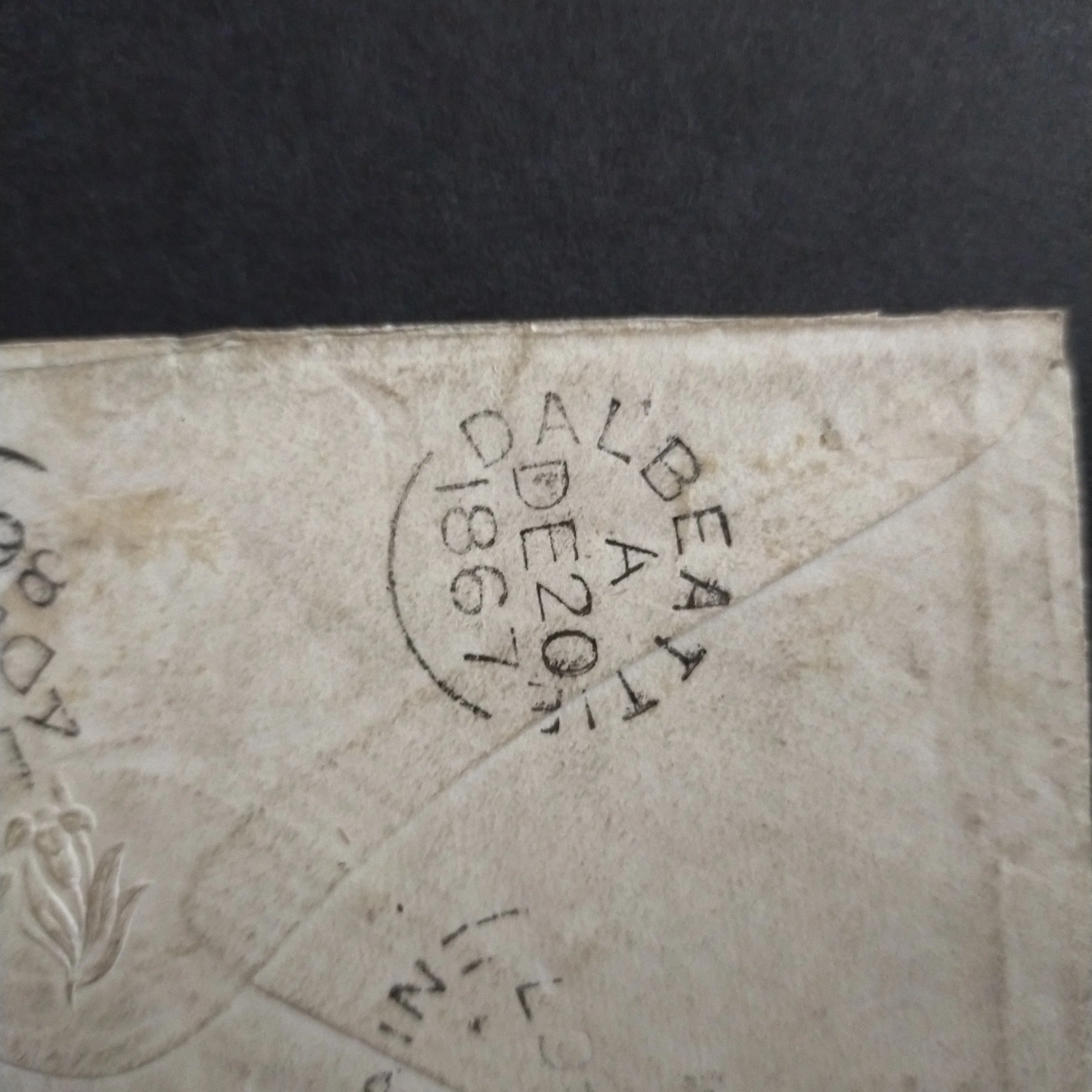 New South Wales Australia 1867 Registered Envelope from Balmain to Scotland bearing 6d Purple Diadem Perf 13 and 6d Registered Perf 13 cancelled - Image 5