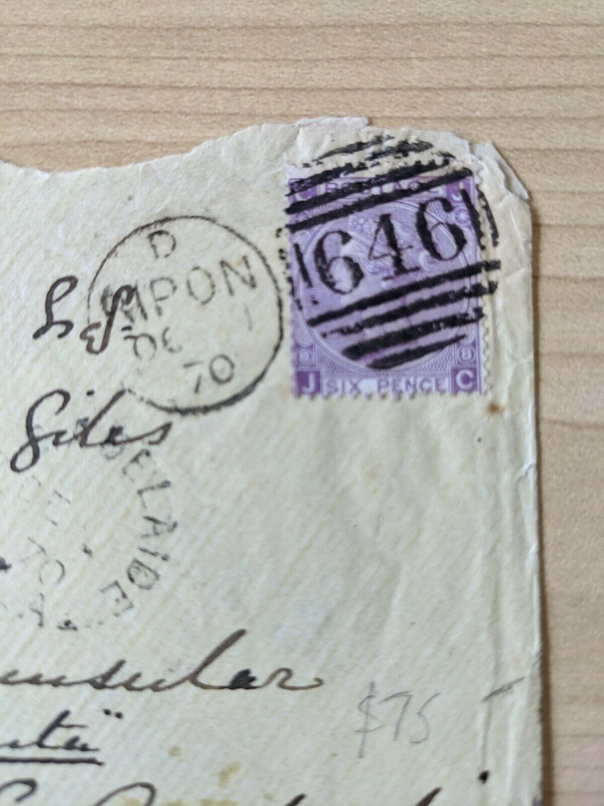 GB Great Britain - SA South Australia with 1870 SG 109 6d Queen Victoria Stamp - Image 2