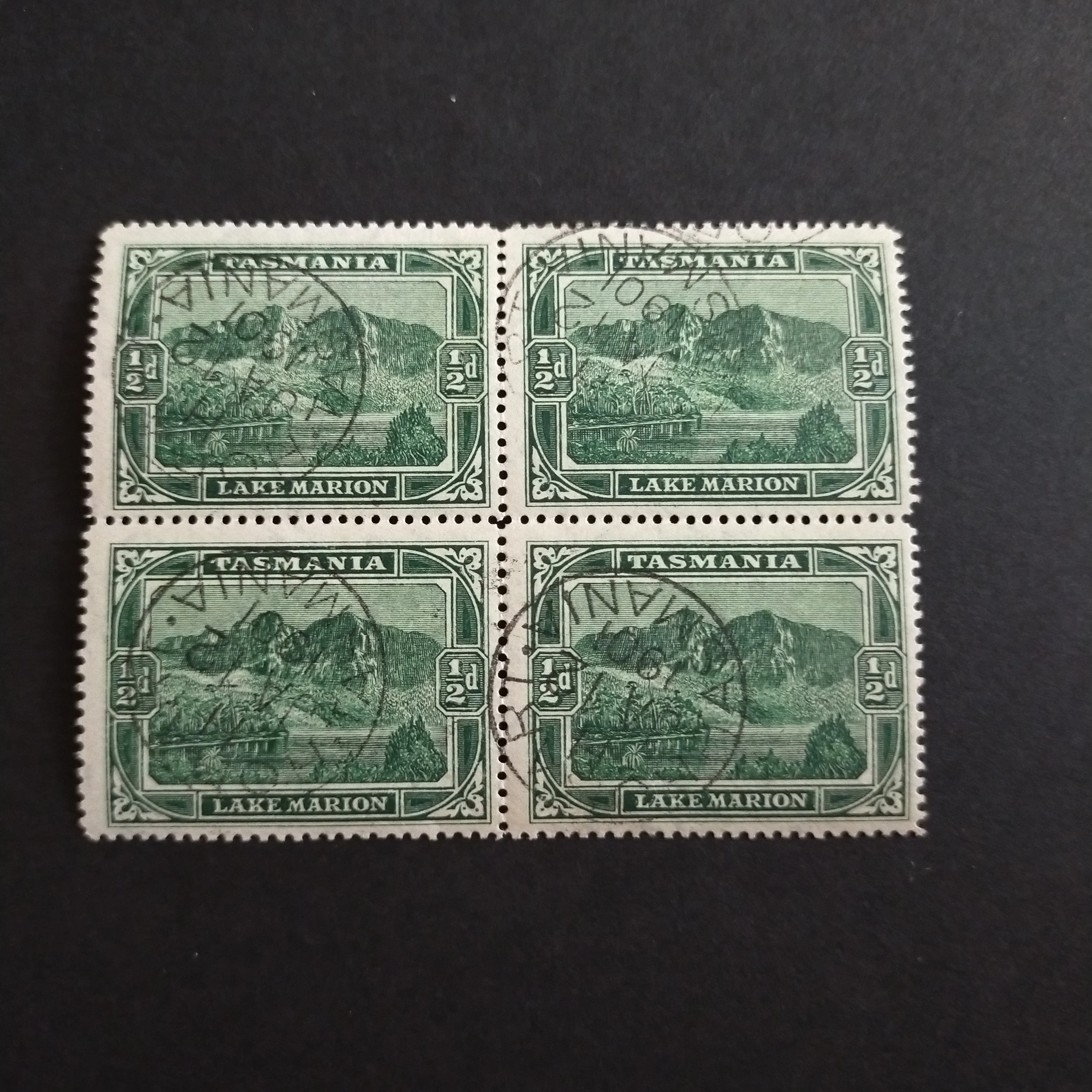 Tasmania 1899-1900 Pictorials 1/2d Deep Green Block of 4 CTO Unmounted
