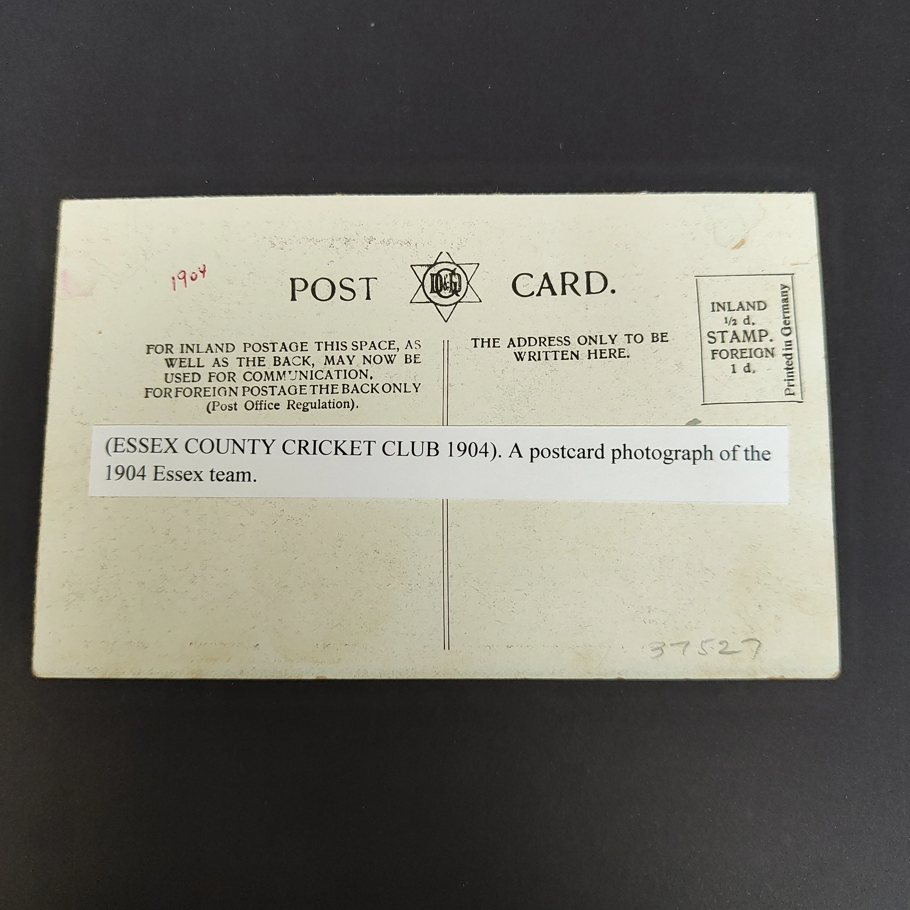 England 1904 Photograph Postcard Essex County Cricket Club Cricket Postcard - Image 2