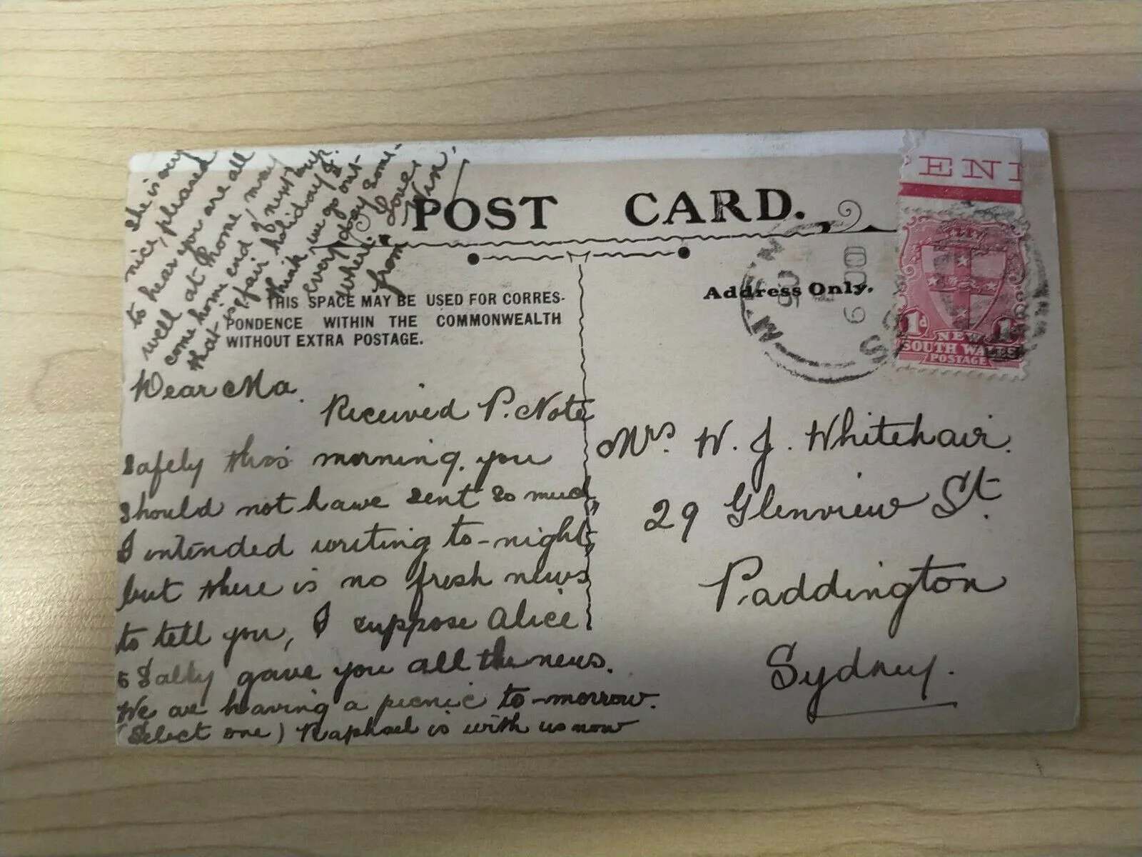 Australia 1906 Vintage Postcard Yass Show NSW To Paddington - Image 2