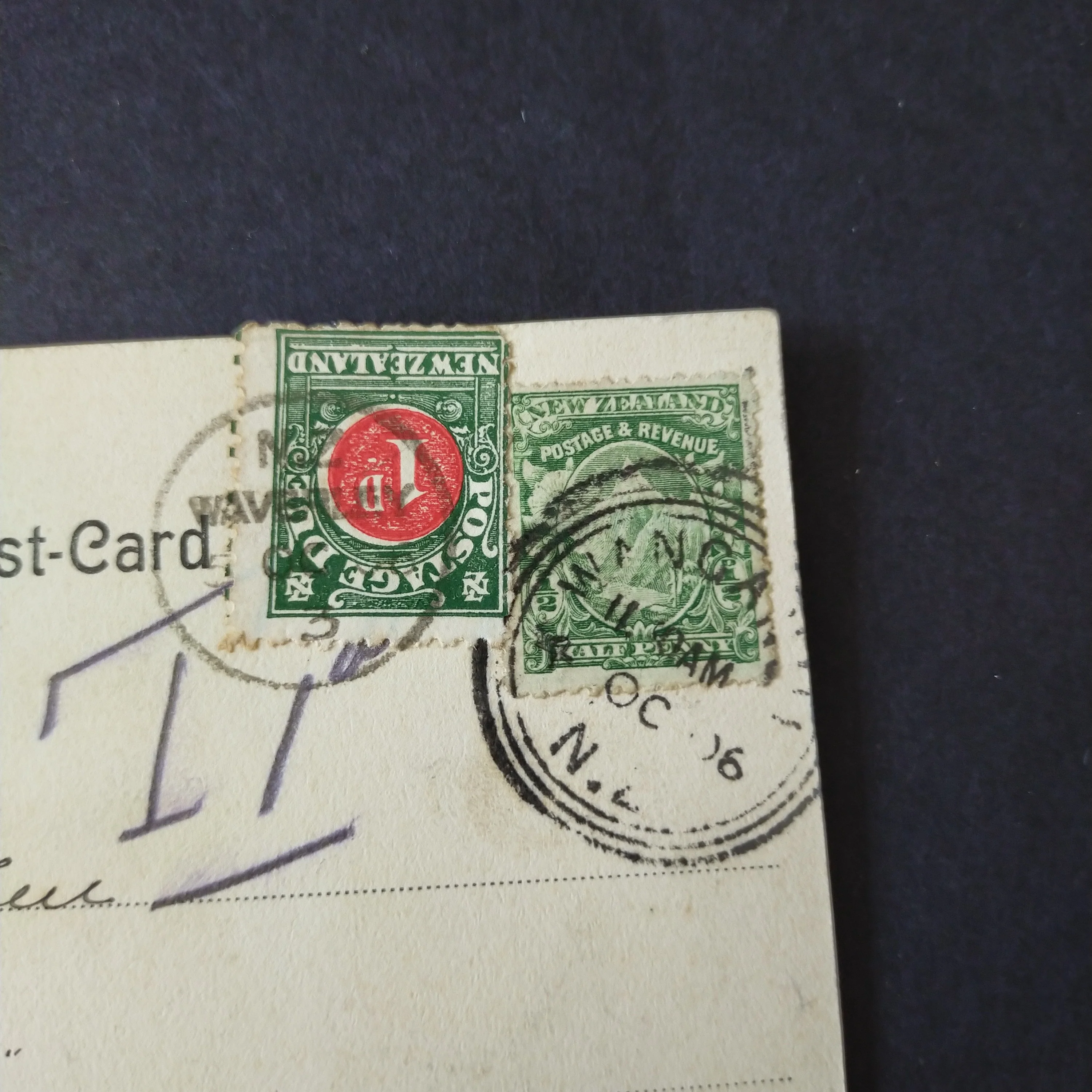 NZ New Zealand 1906 Postcard from Wanganui To Waverley, Postage Due - Image 3