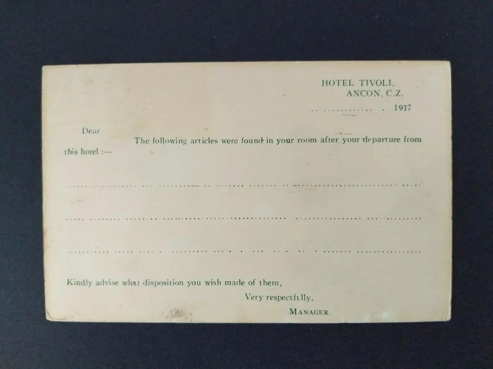 Panama Canal Zone 1910 Overprinted Postcard HGII with smaller stamp Hotel Tivoli - Image 2