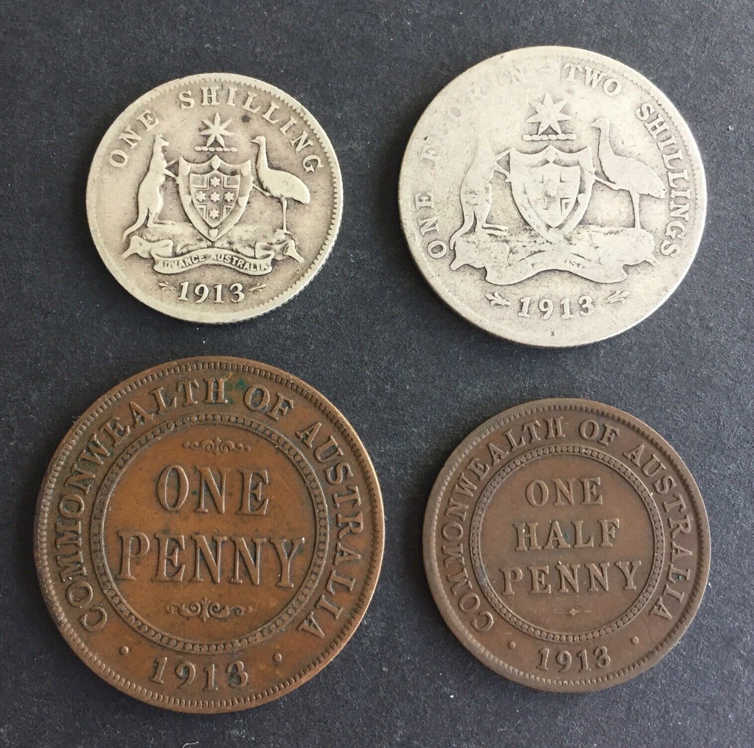 AUSTRALIA 1913 Pre Decimal 4 Coin Set including 2 silver IDEAL GIFT