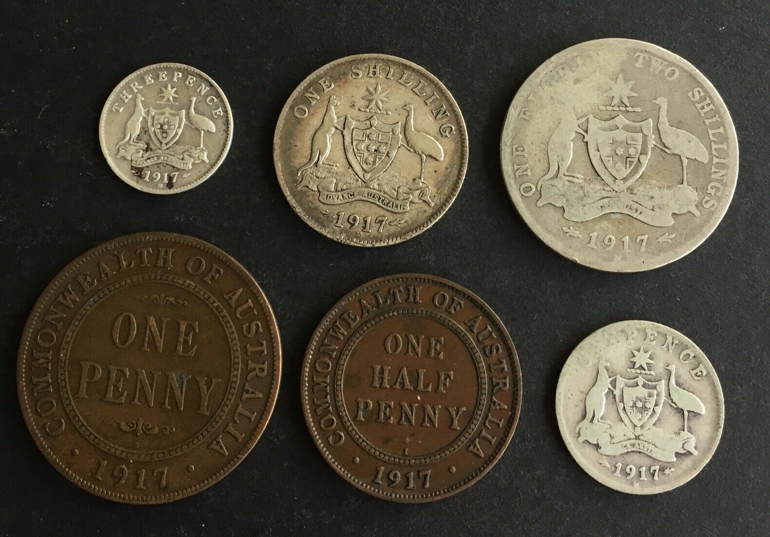 Australia 1917 Pre Decimal 6 Coin Set including 4 silver