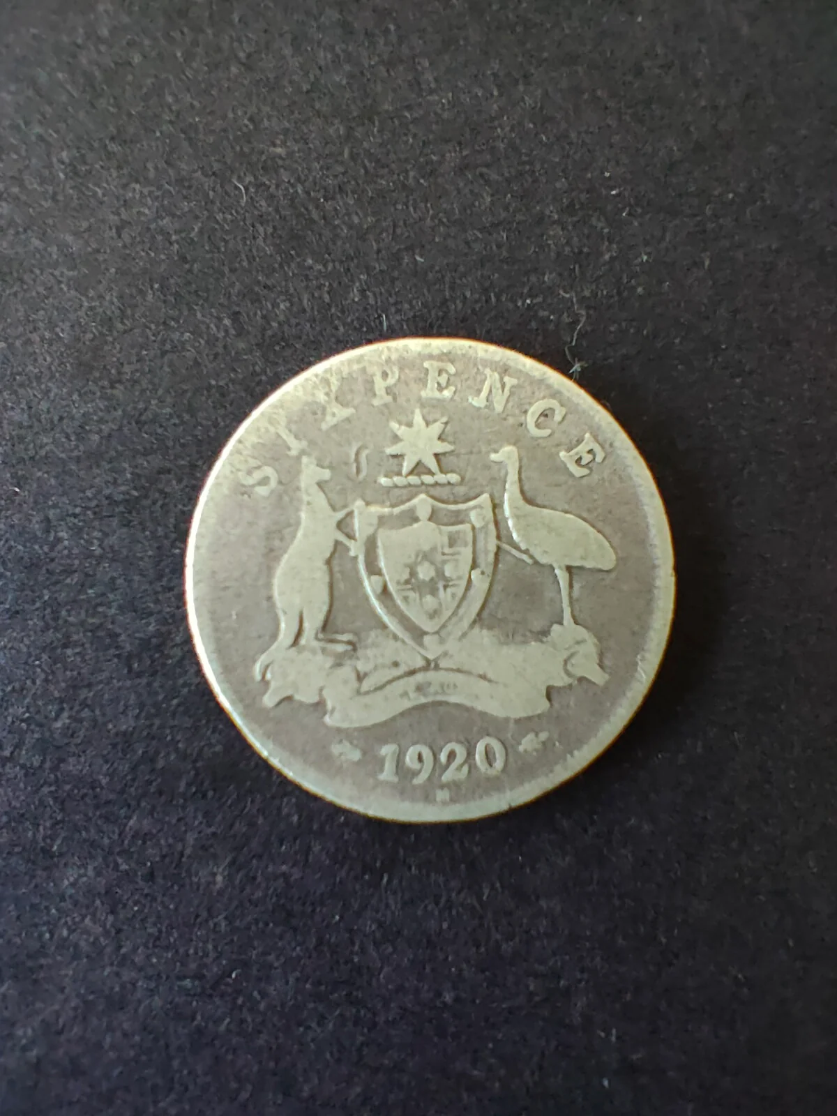 Australia 1920 6d Sixpence Silver Coin Very Good Condition