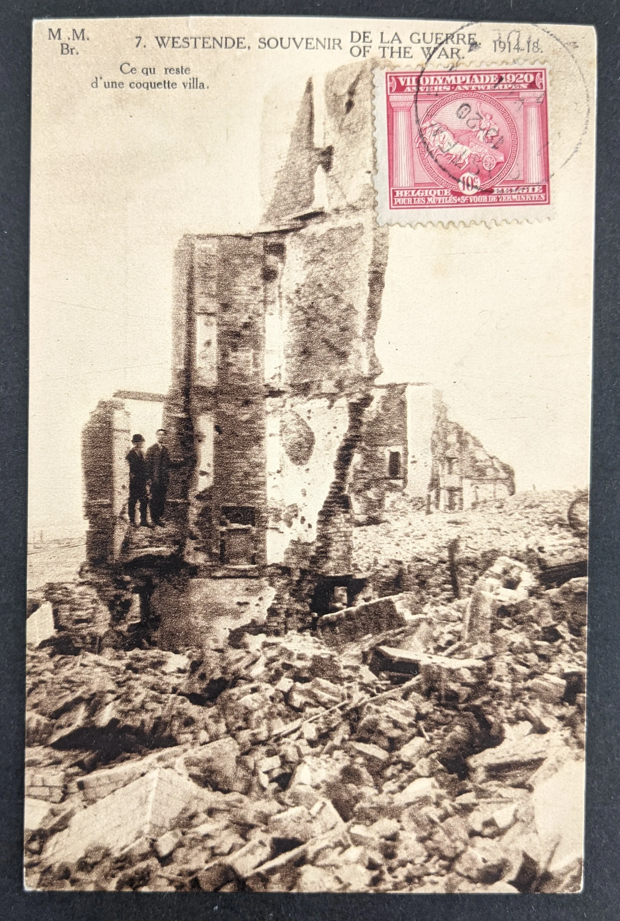 Olympics 1920 Olympic Games Antwerp Belgium Commemorative Postmark on Front of Postcard