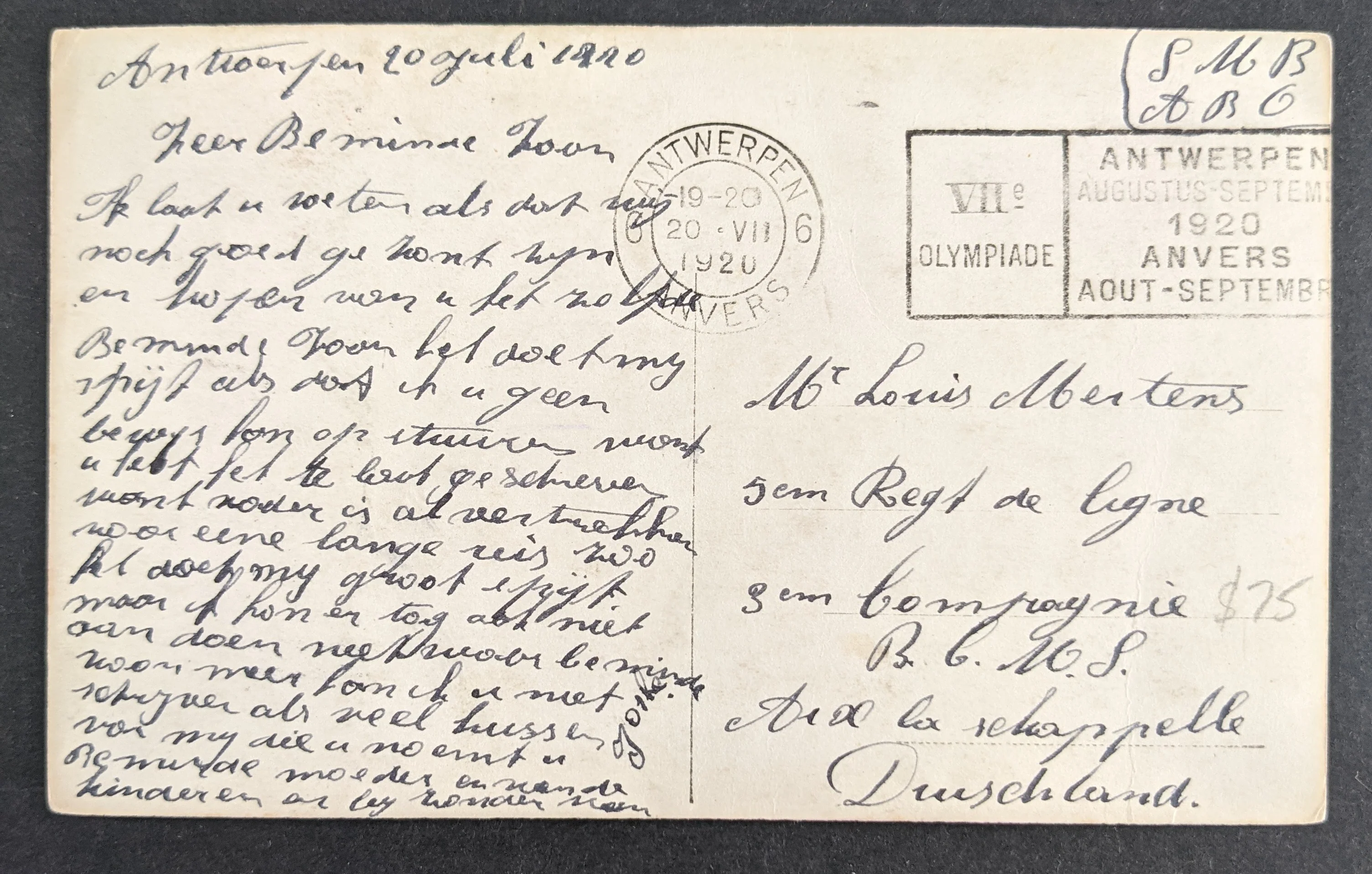 Olympics 1920 Olympic Games. Antwerp Belgium Slogan on Postcard - Image 2