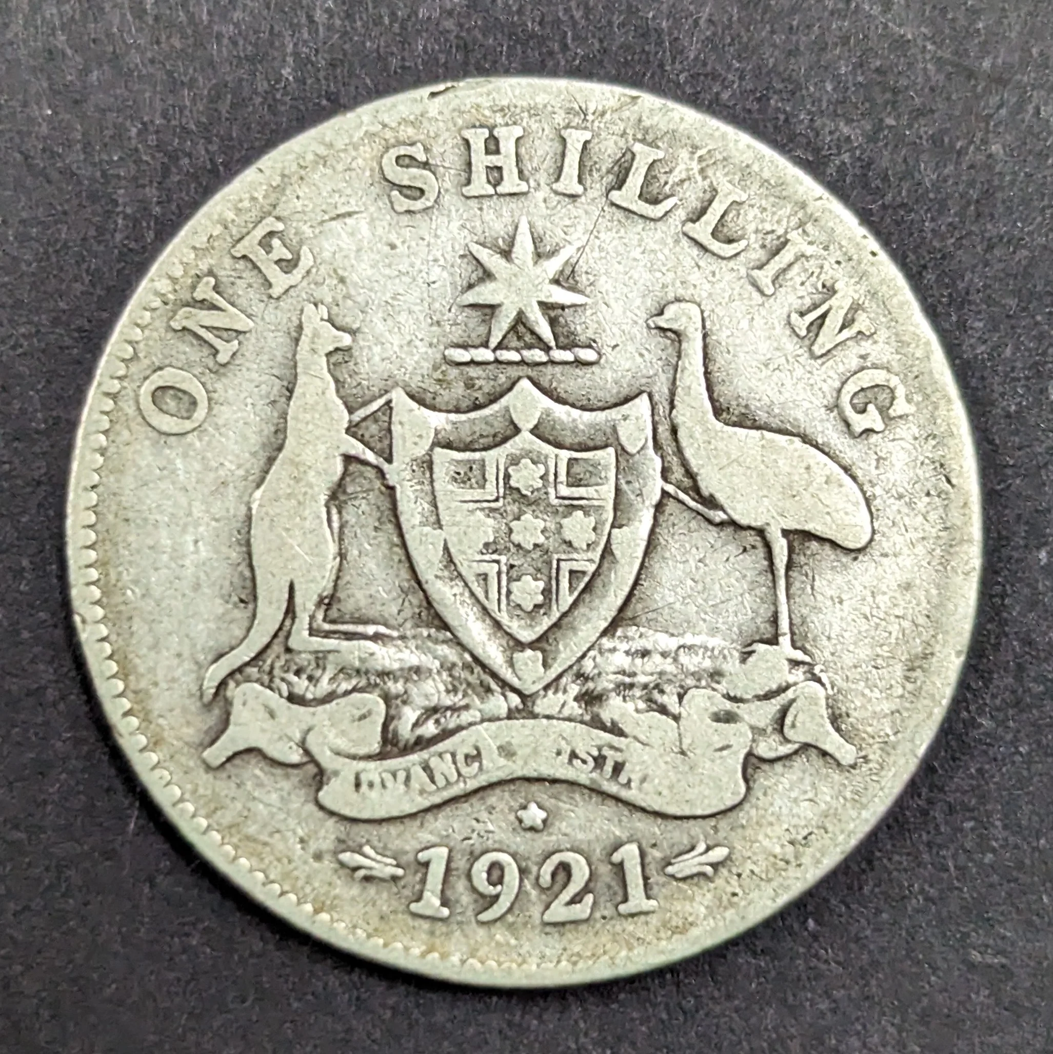 Australia 1921 1/- One Shilling silver coin Very Good Condition