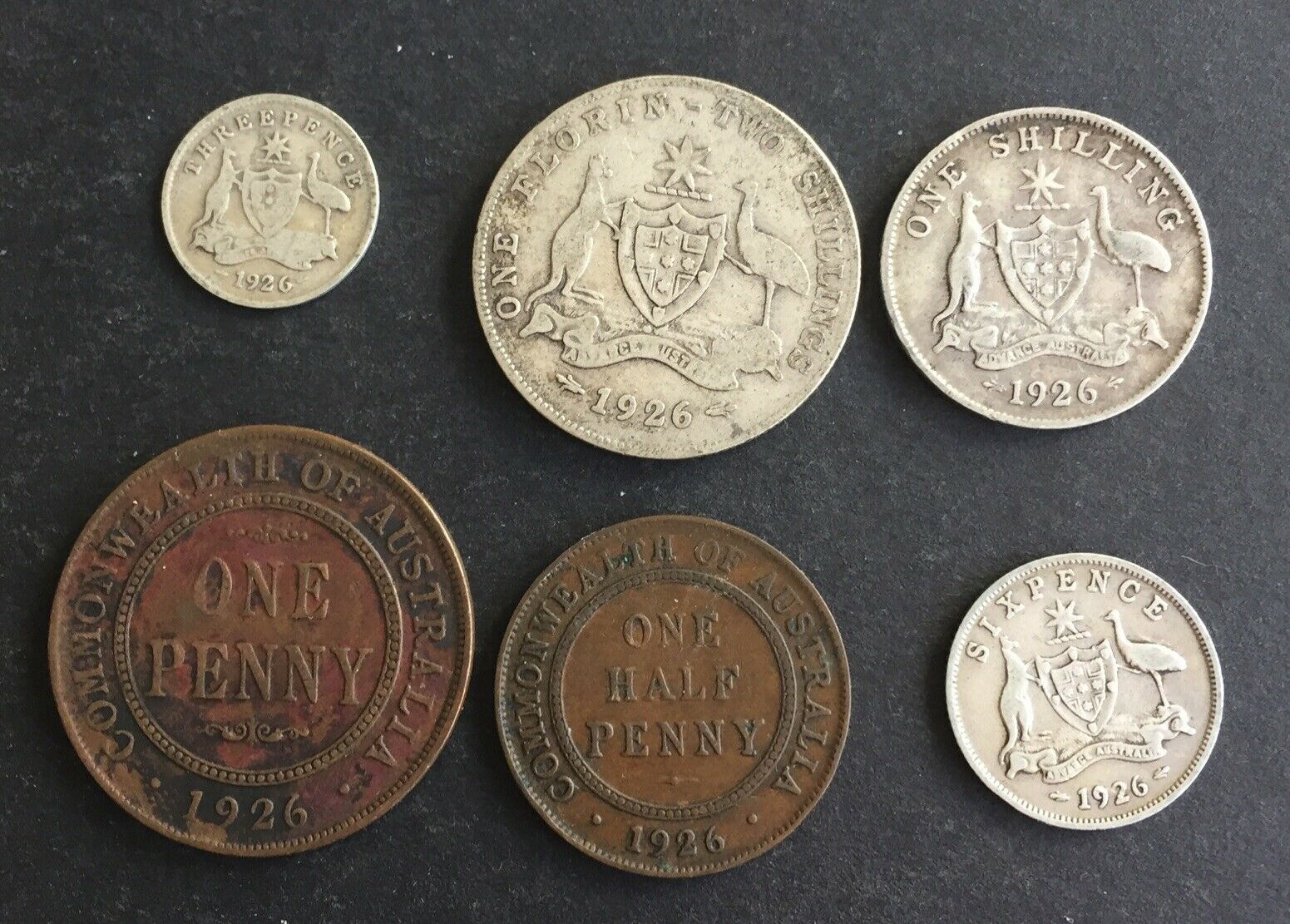 Australia 1926 Pre Decimal 6 Coin Set including 4 silver