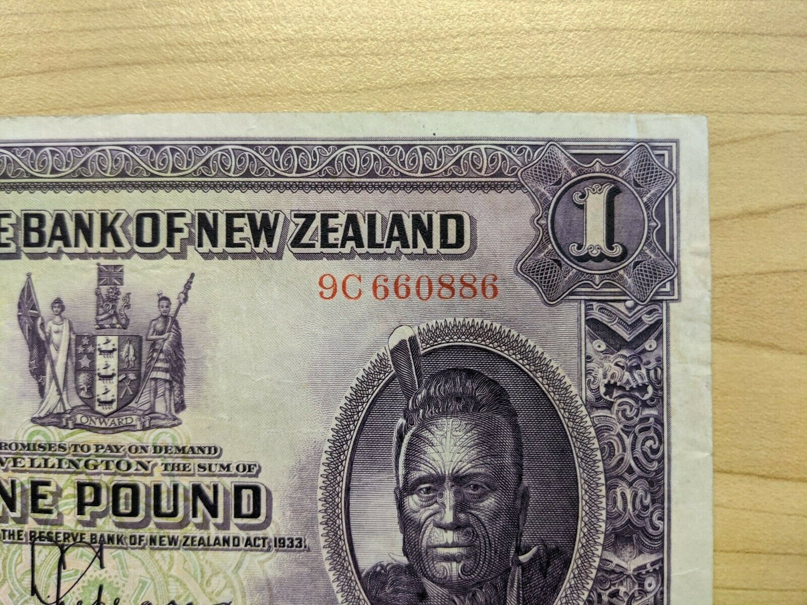 New Zealand 1934 The Reserve Bank One Pound £1 Maori King Tawhiao Banknote - Image 8