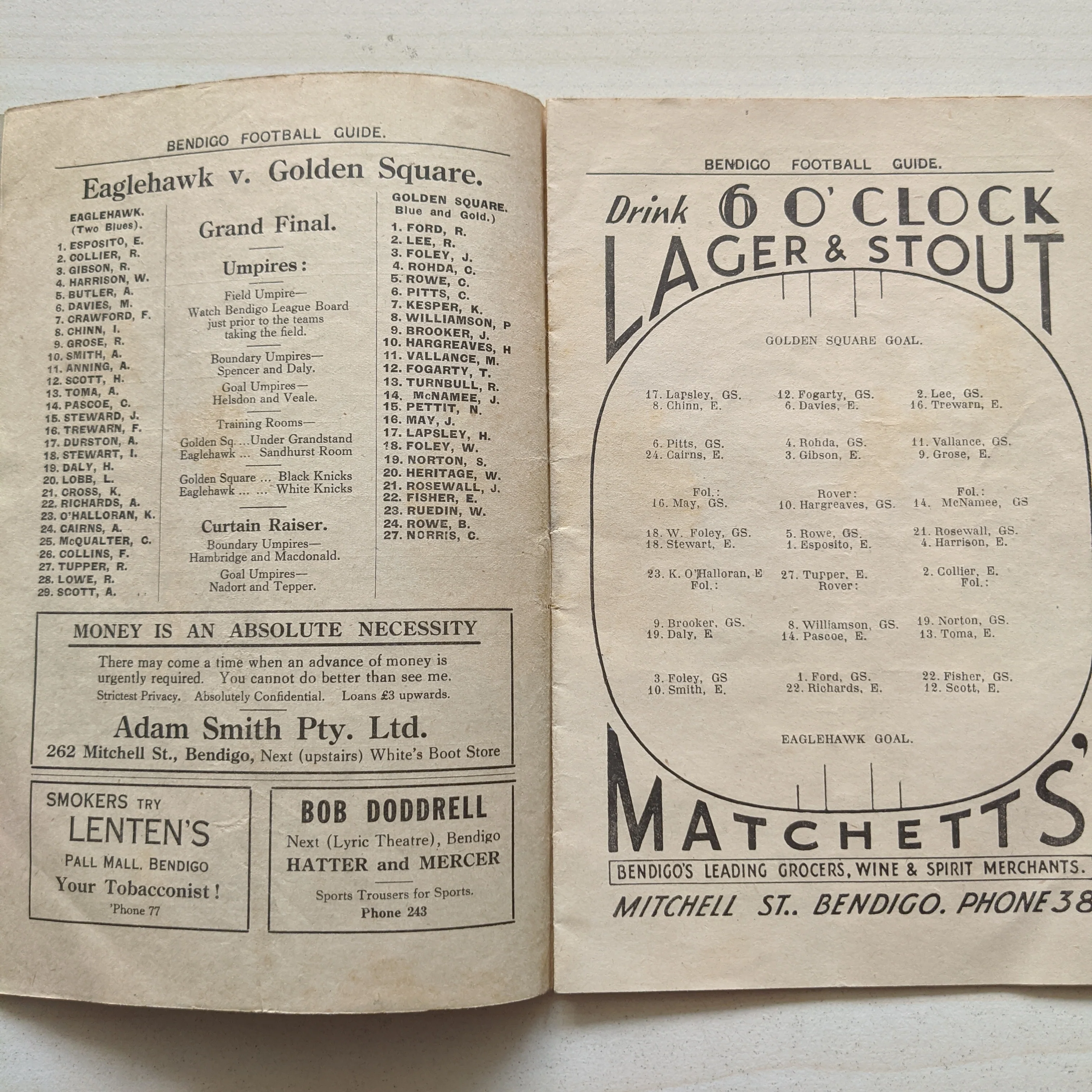 Football 1938 Grand Final Bendigo Football League Record Vol 12 No.24 - Image 2