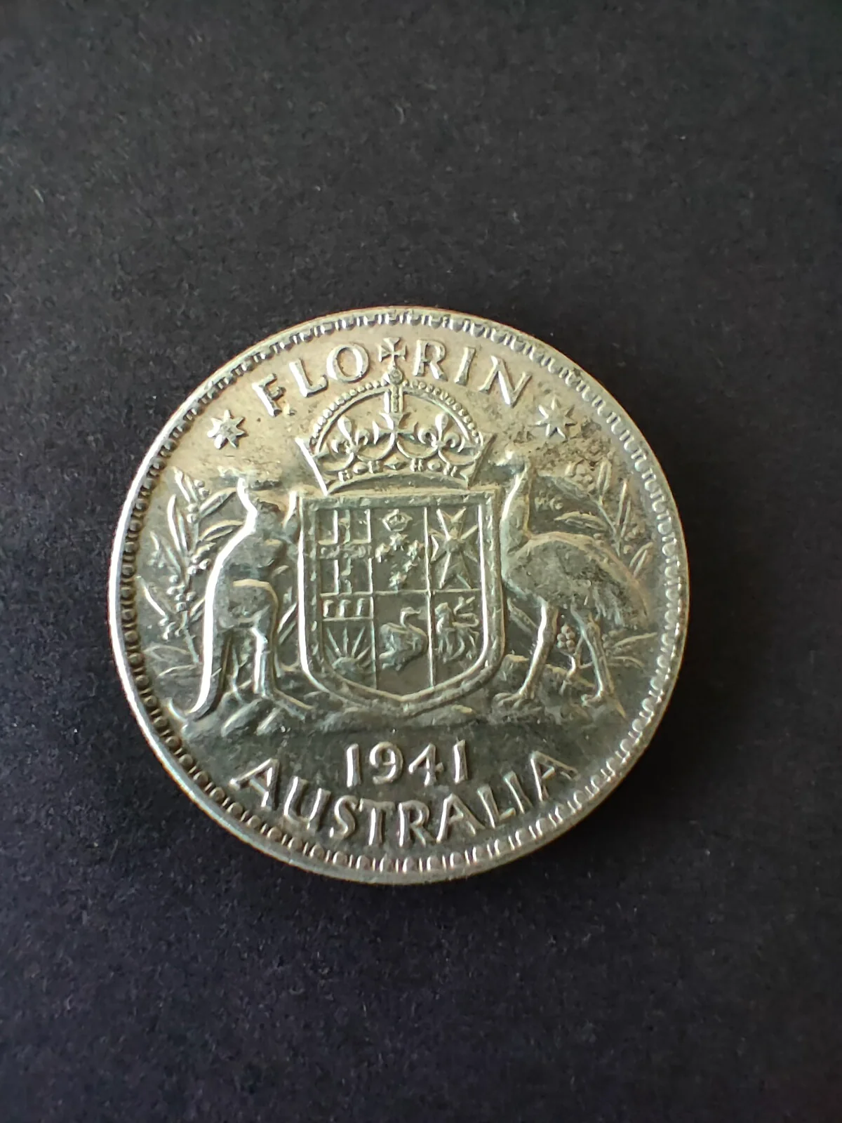 Australia 1941 2/- Florin Silver Coin Fine Condition