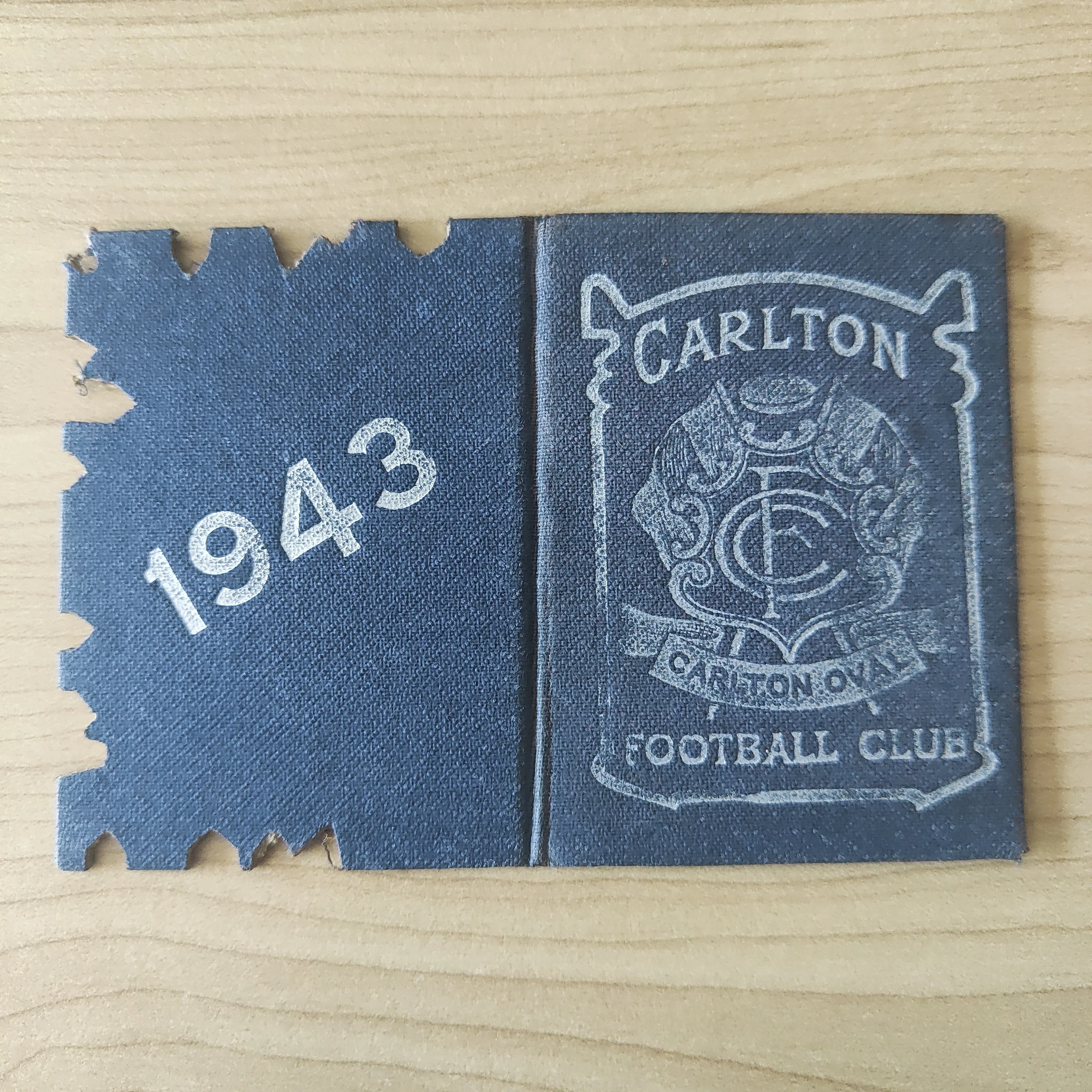 VFL 1943 Carlton Football Club Membership Season Ticket No. 1213 - Image 2