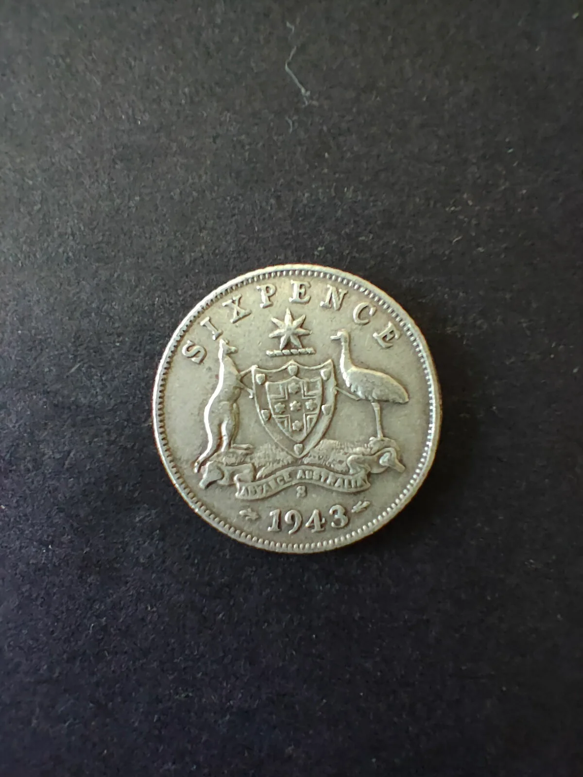 Australia 1943S 6d Sixpence Silver Coin Fine Condition. San Francisco Mint