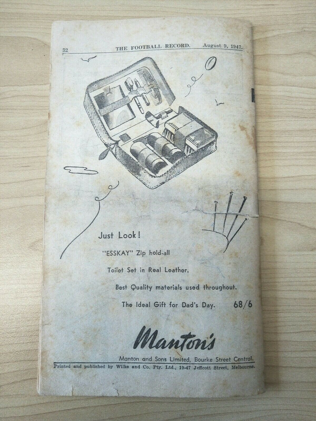 VFL 1947 August 9th. Football Record Collingwood v Melbourne - Image 2