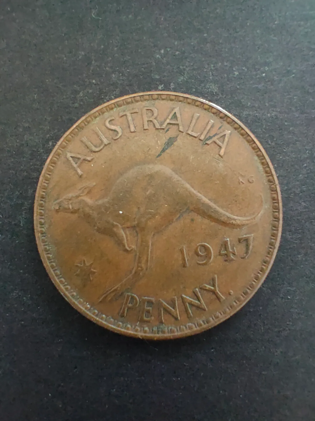 Australia 1947P 1d One Penny Fine Condition. Perth Mint