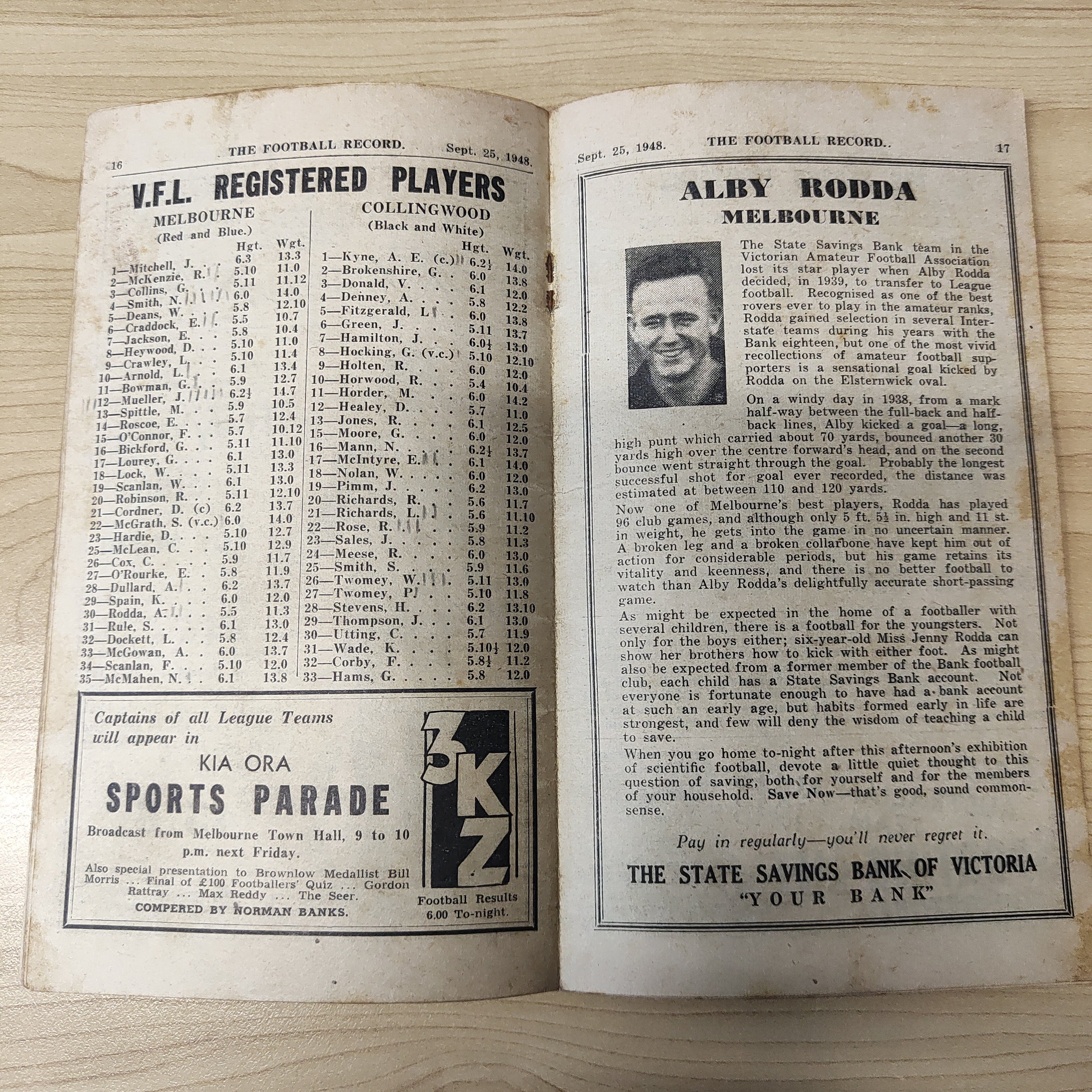 VFL 1948 September 25 Final Melbourne v Collingwood Football Record - Image 3