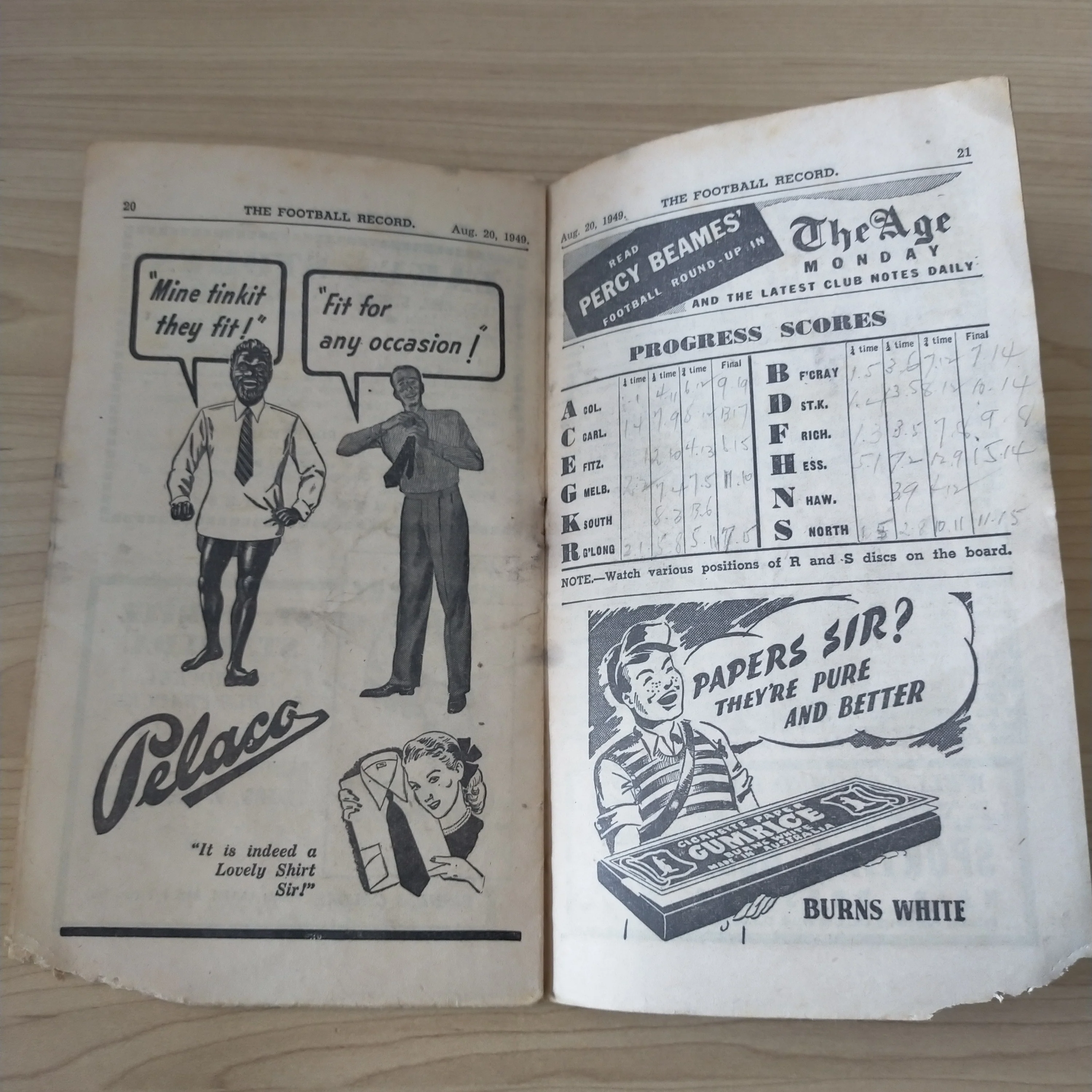 VFL 1949 August 20 Geelong v North Melbourne Football Record - Image 4