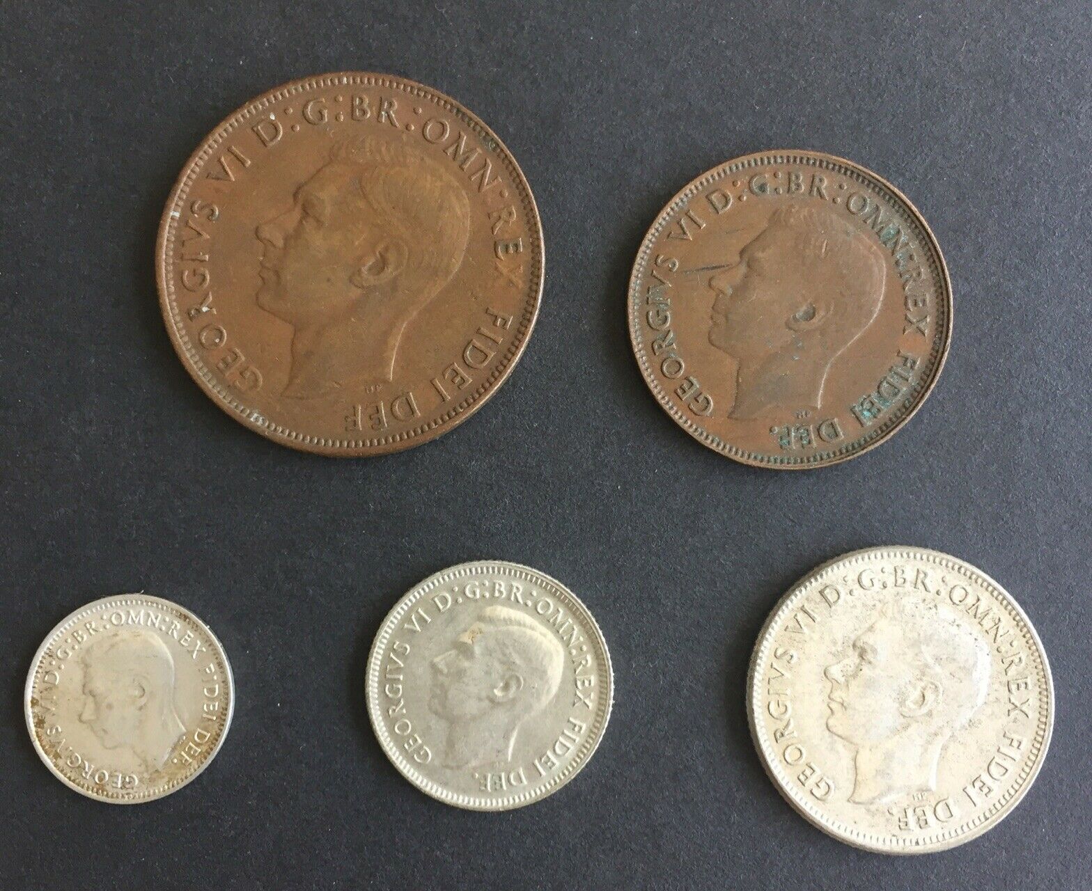 Australia 1950 Pre Decimal 5 Coin Set including 3 silver IDEAL BIRTHDAY GIFT