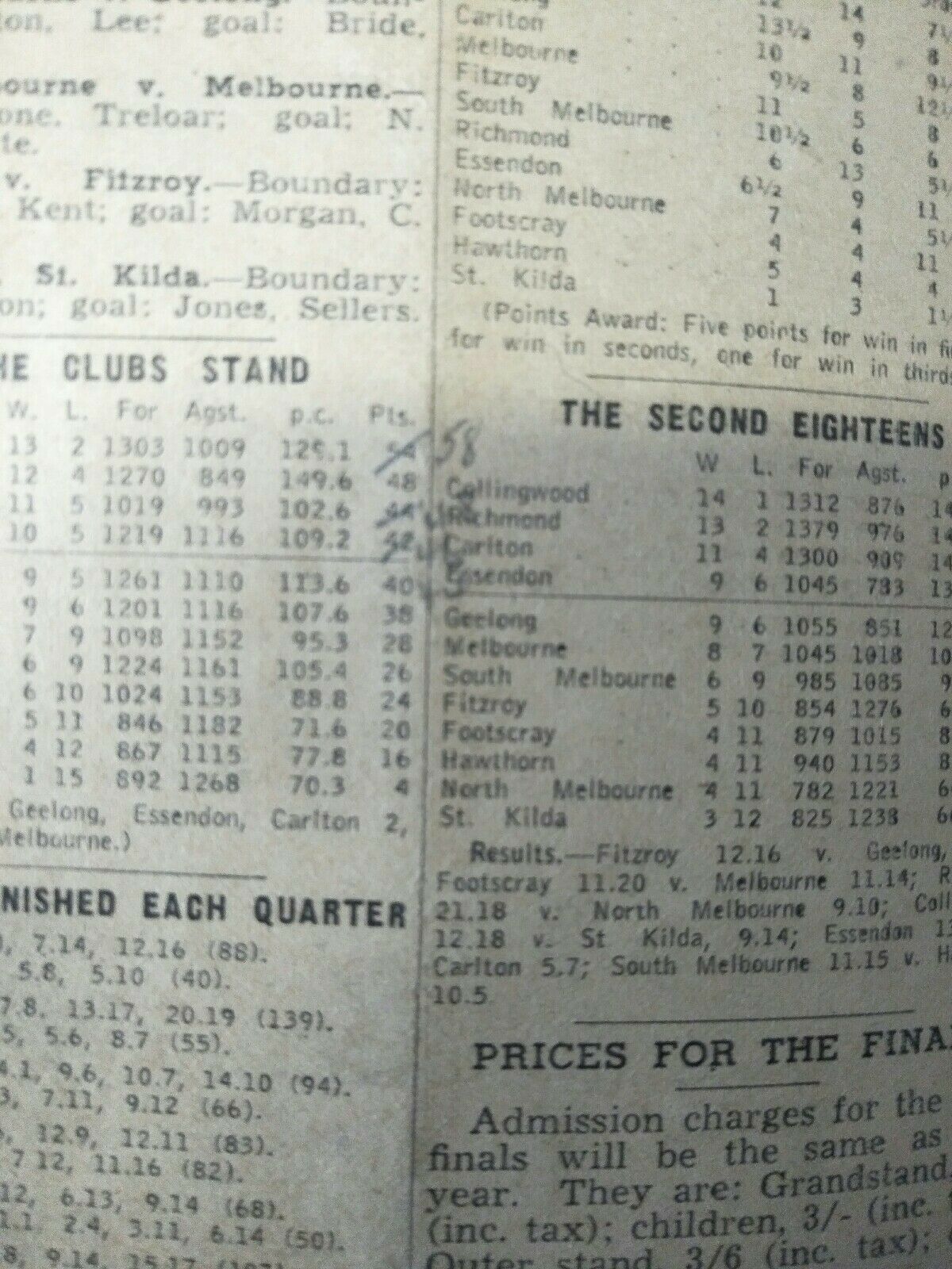 VFL 1952 August 16th Football Record Carlton v Collingwood - Image 6
