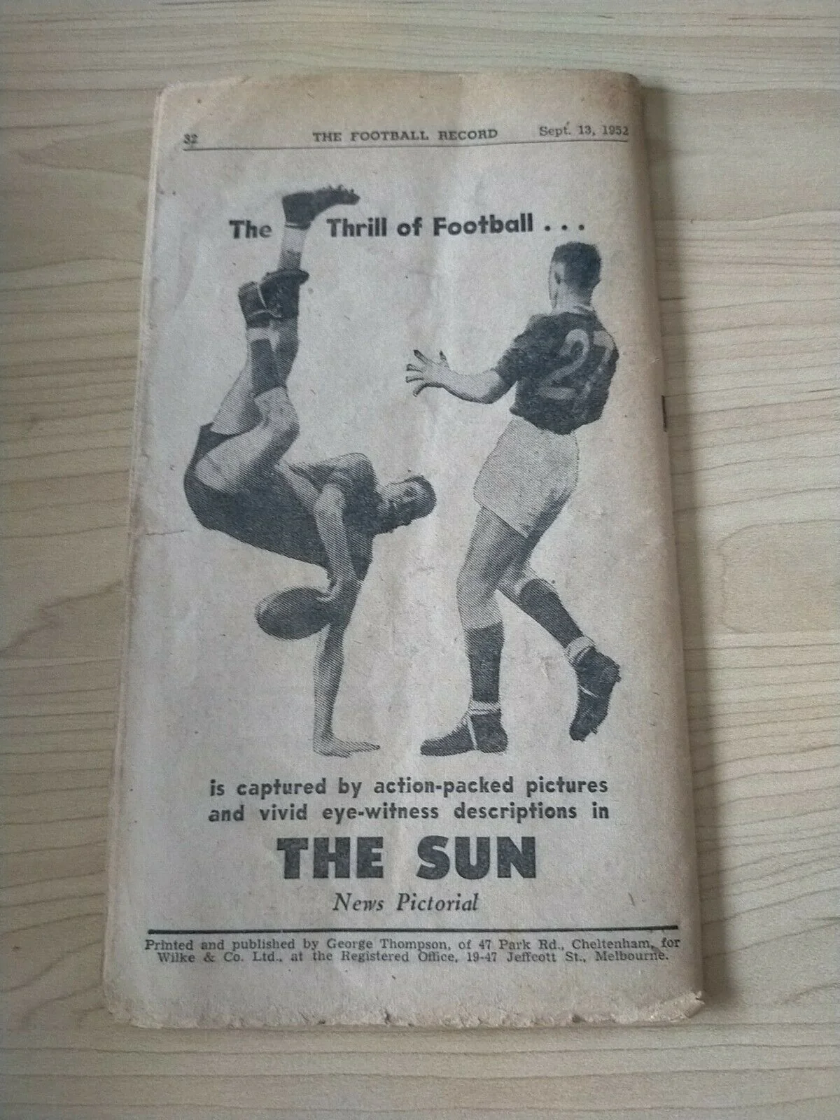VFL 1952 September 13 Football Record 2nd Semi Final Geelong v Collingwood - Image 2