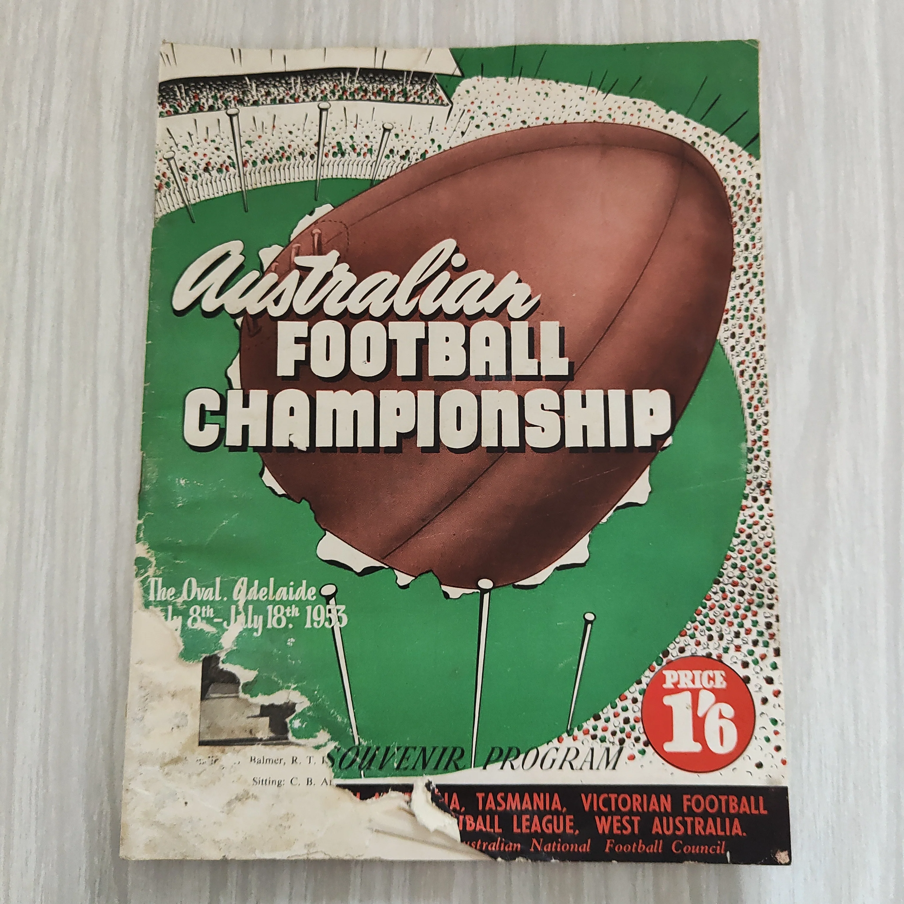 Football 1953 July 8th-18th Australian Football Championship Football Record