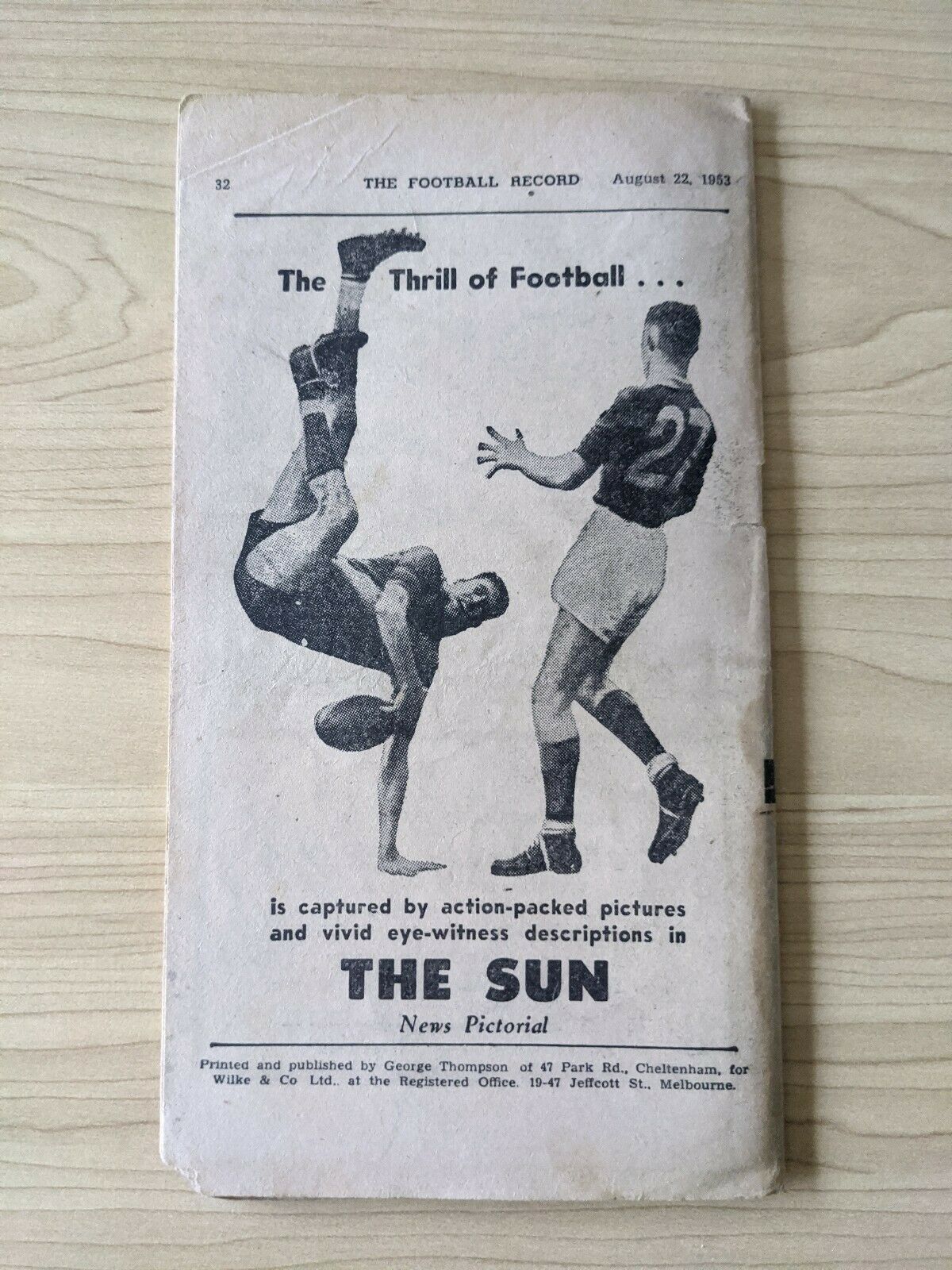 VFL 1953 Football Record Vol 40 No 19 Aug 22 Richmond vs Collingwood - Image 5