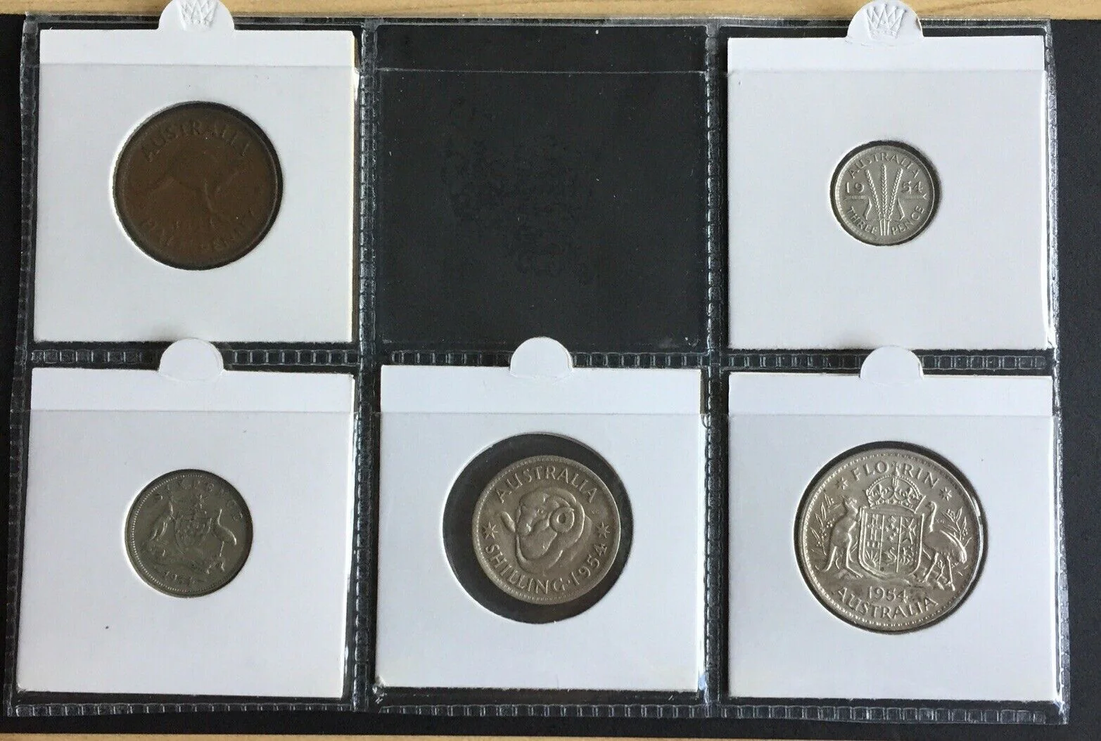 Australia 1954 Pre Decimal 5 Coin Set including 4 silver IDEAL BIRTHDAY GIFT