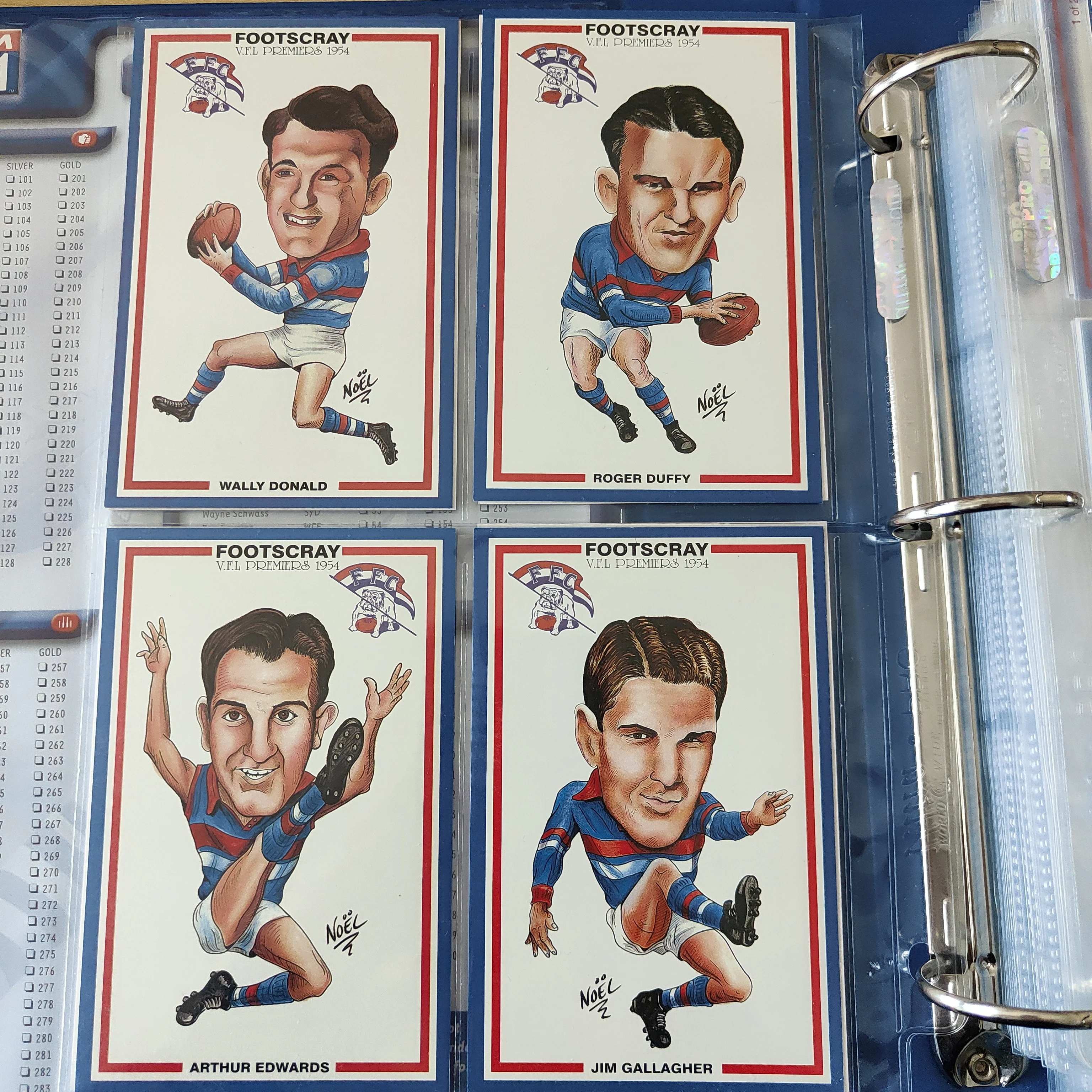 VFL 1954 Footscray Premiers Set of Caricature Cards by Noel - Image 2