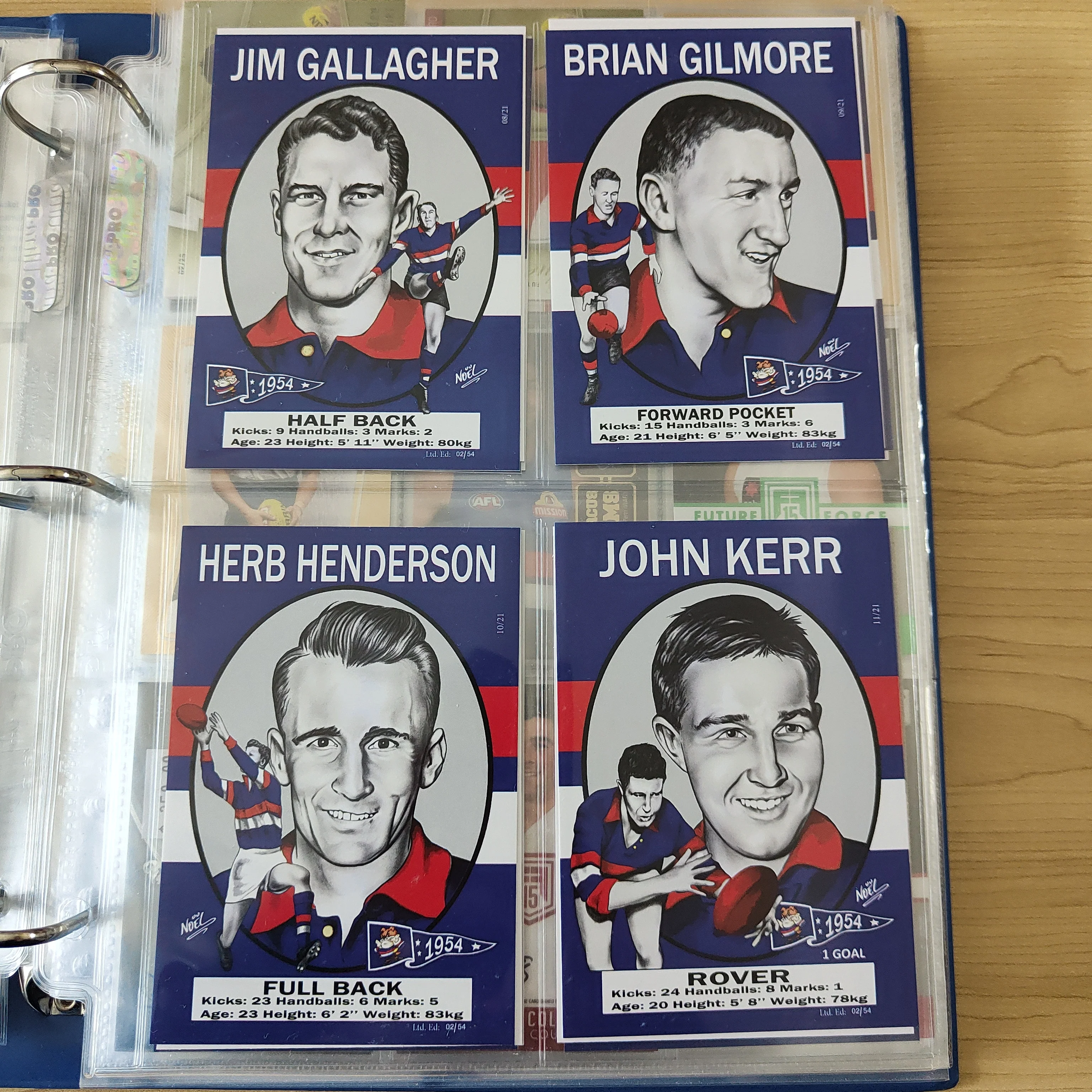 VFL 1954 Footscray Premiers Set of Caricature Cards by Noel 02/54 - Image 3