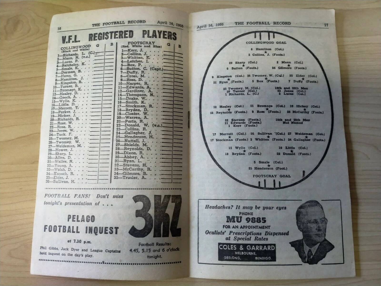 VFL 1955 April 16 Football Record Collingwood v Footscray - Image 2