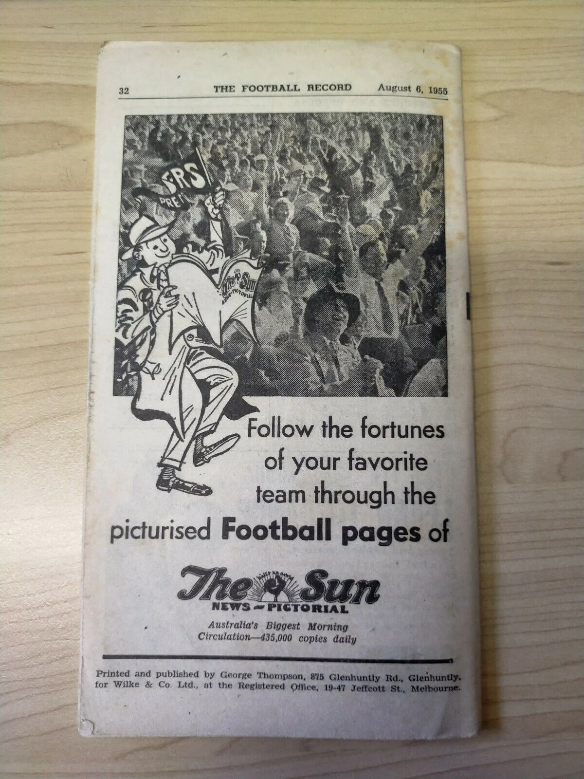 VFL 1955 August 6 Football Record Collingwood v Carlton - Image 4