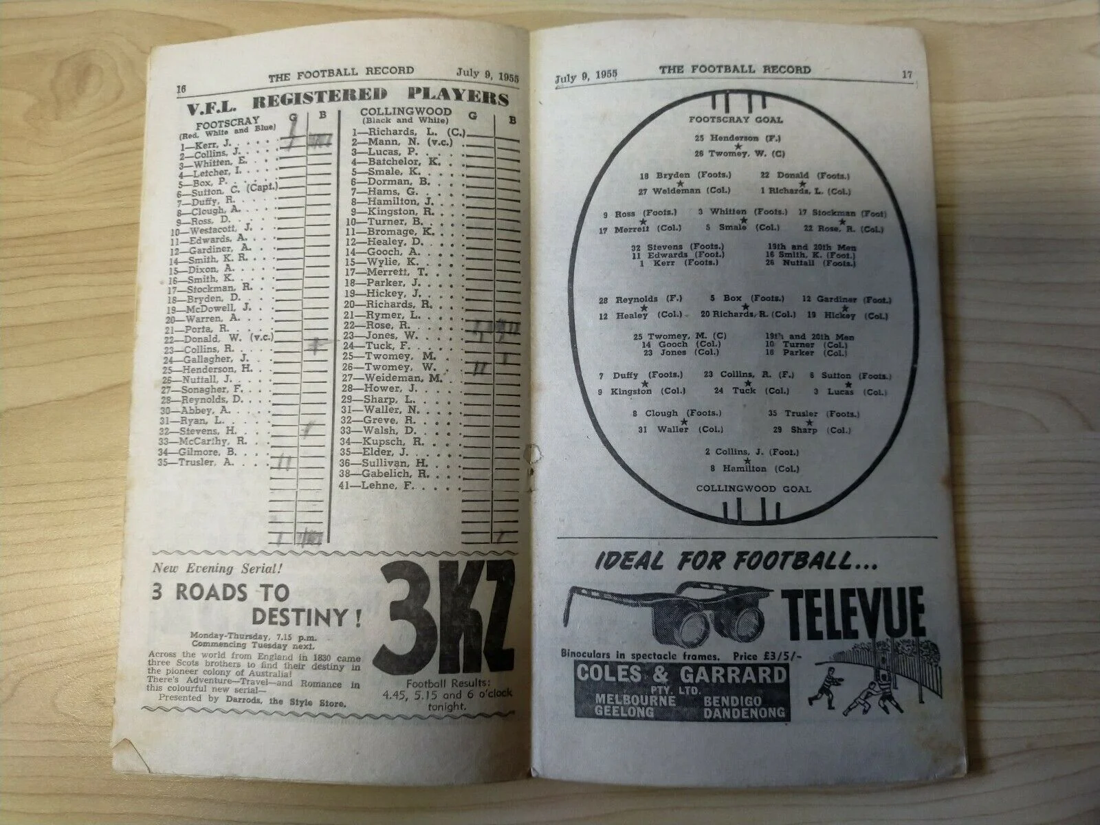 VFL 1955 July 9 Football Record Footscray v  Collingwood - Image 2