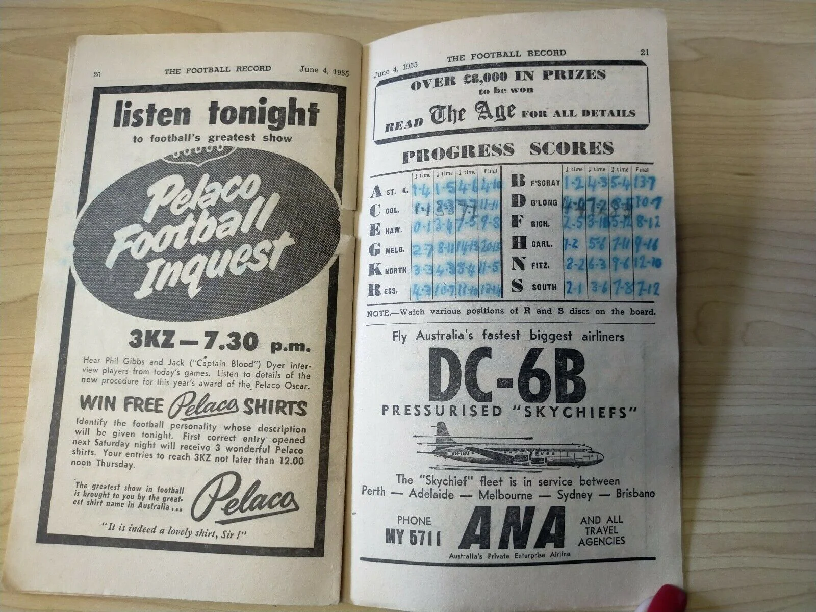 VFL 1955 June 4 Football Record Collingwood v Geelong - Image 6