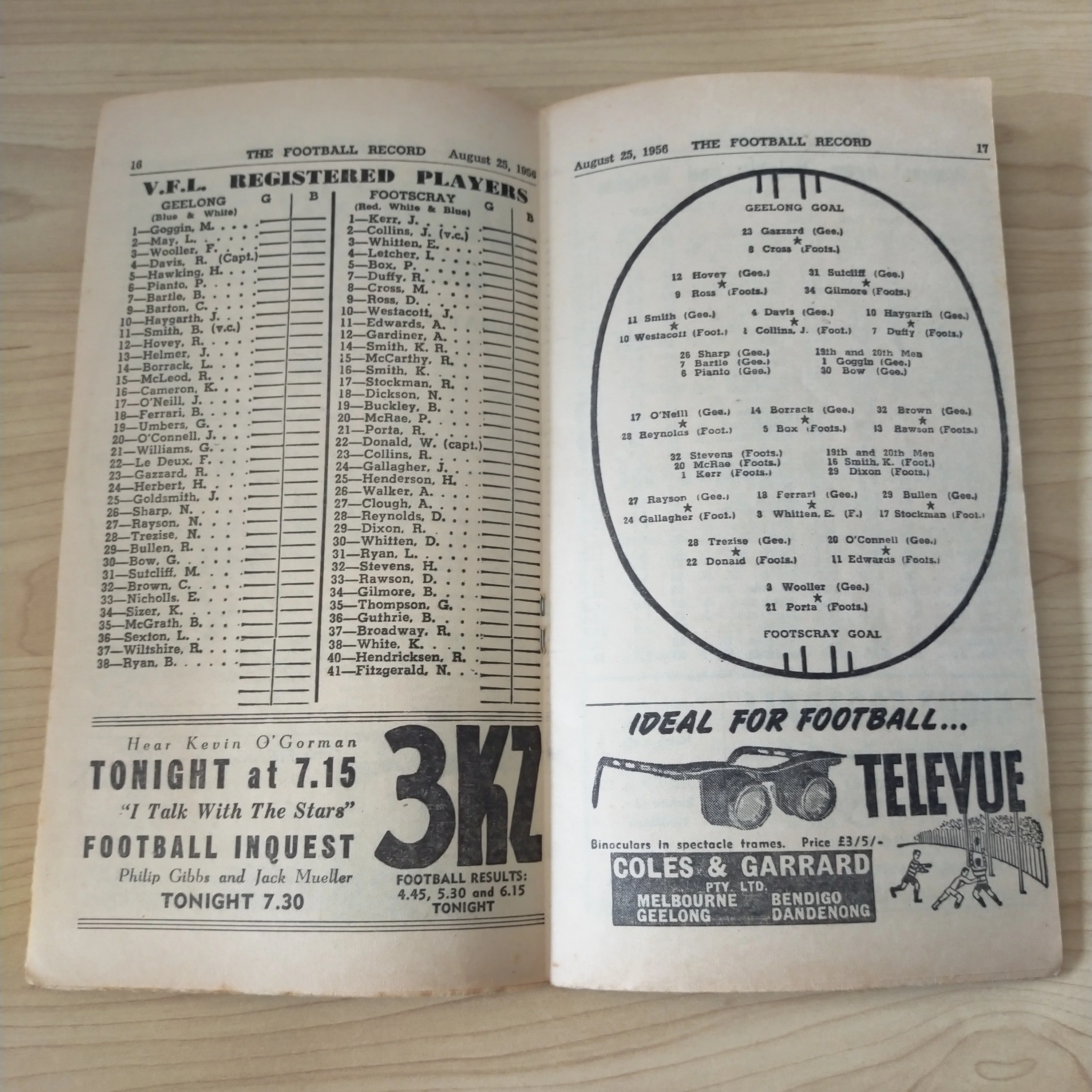 VFL 1956 August 25 1st Semi Final Geelong v Footscray Football Record - Image 2