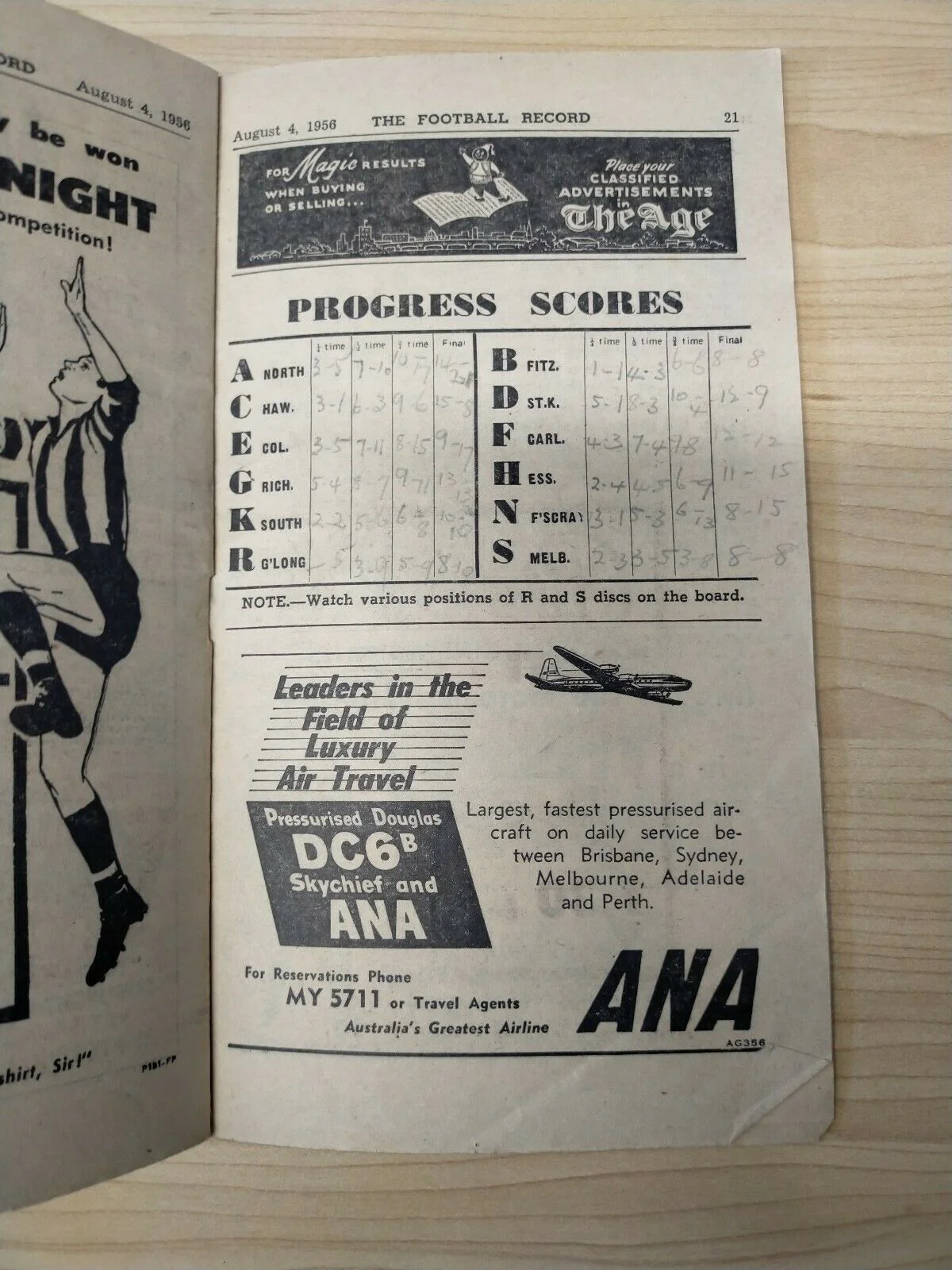 VFL 1956 August 4 Football Record Collingwood v Carlton - Image 4