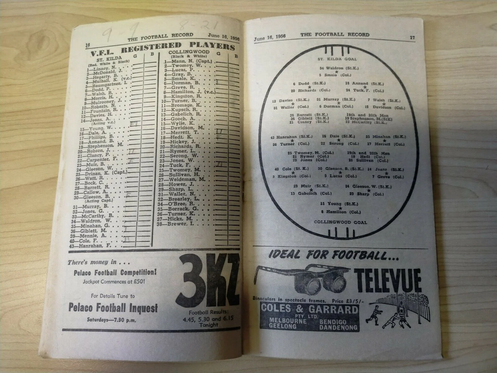 VFL 1956 June 16 Football Record St Kilda v Collingwood - Image 2