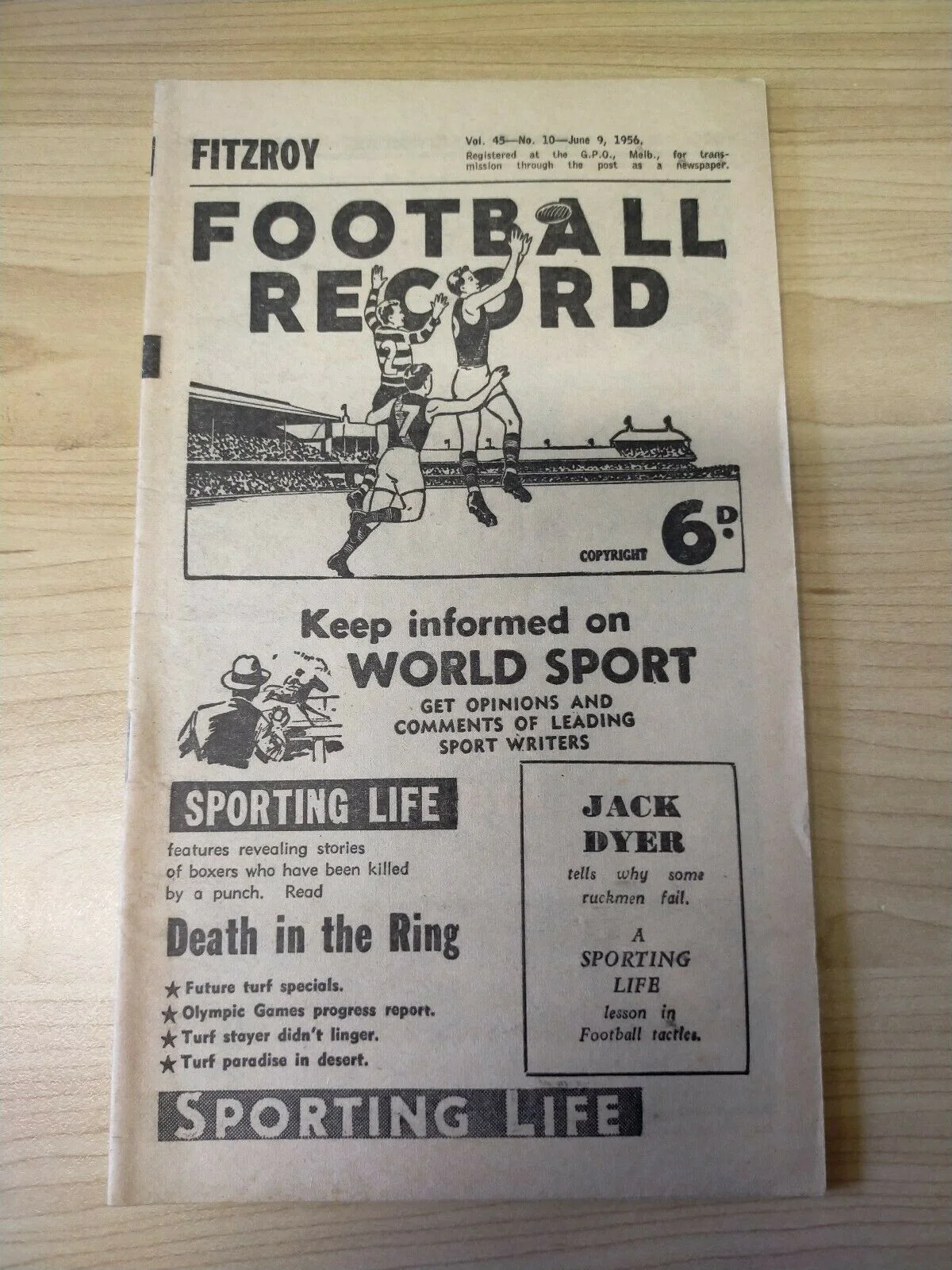 VFL 1956 June 9 Football Record Fitzroy v Collingwood