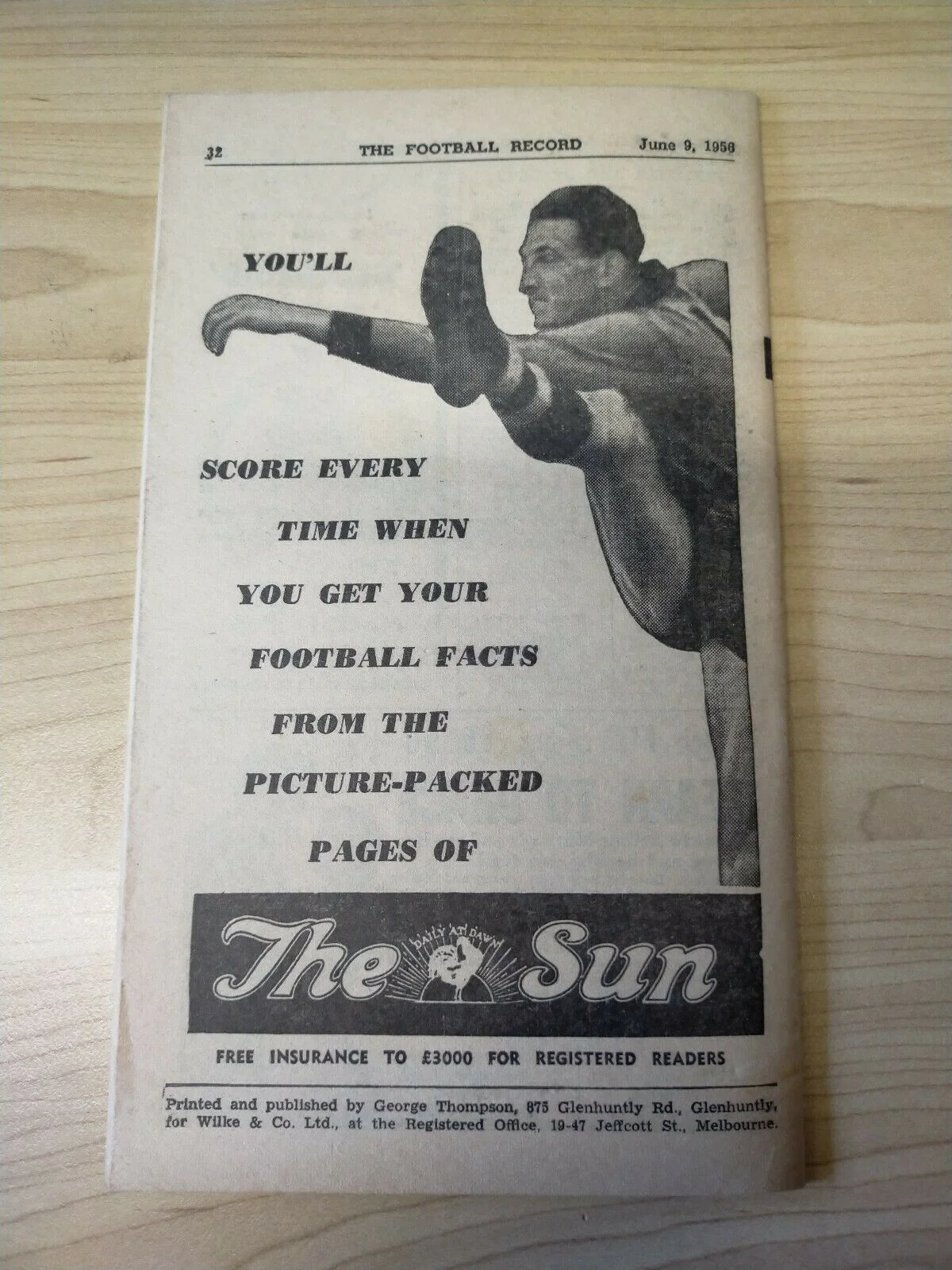 VFL 1956 June 9 Football Record Fitzroy v Collingwood - Image 3
