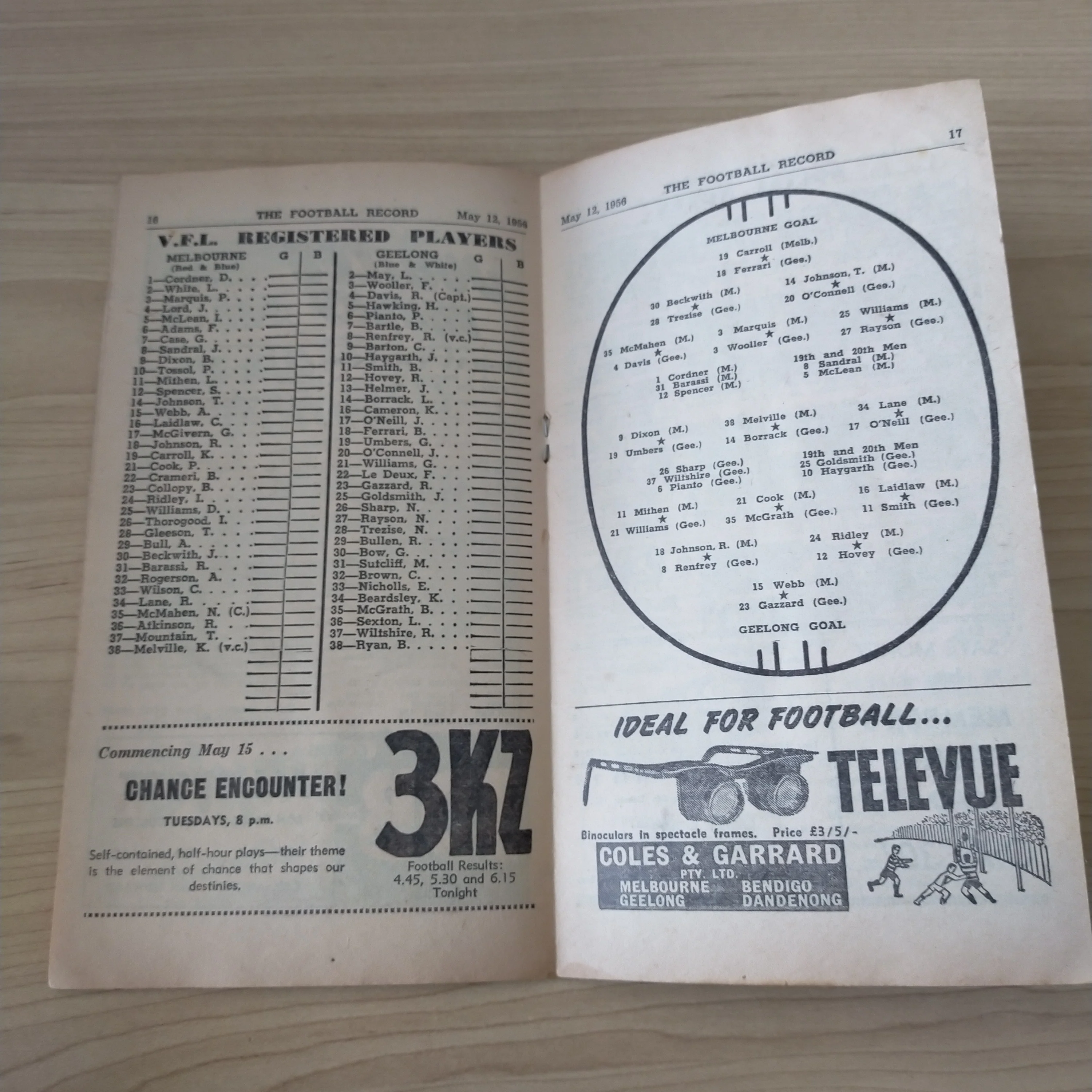 VFL 1956 May 12 Melbourne v Geelong Football Record - Image 2