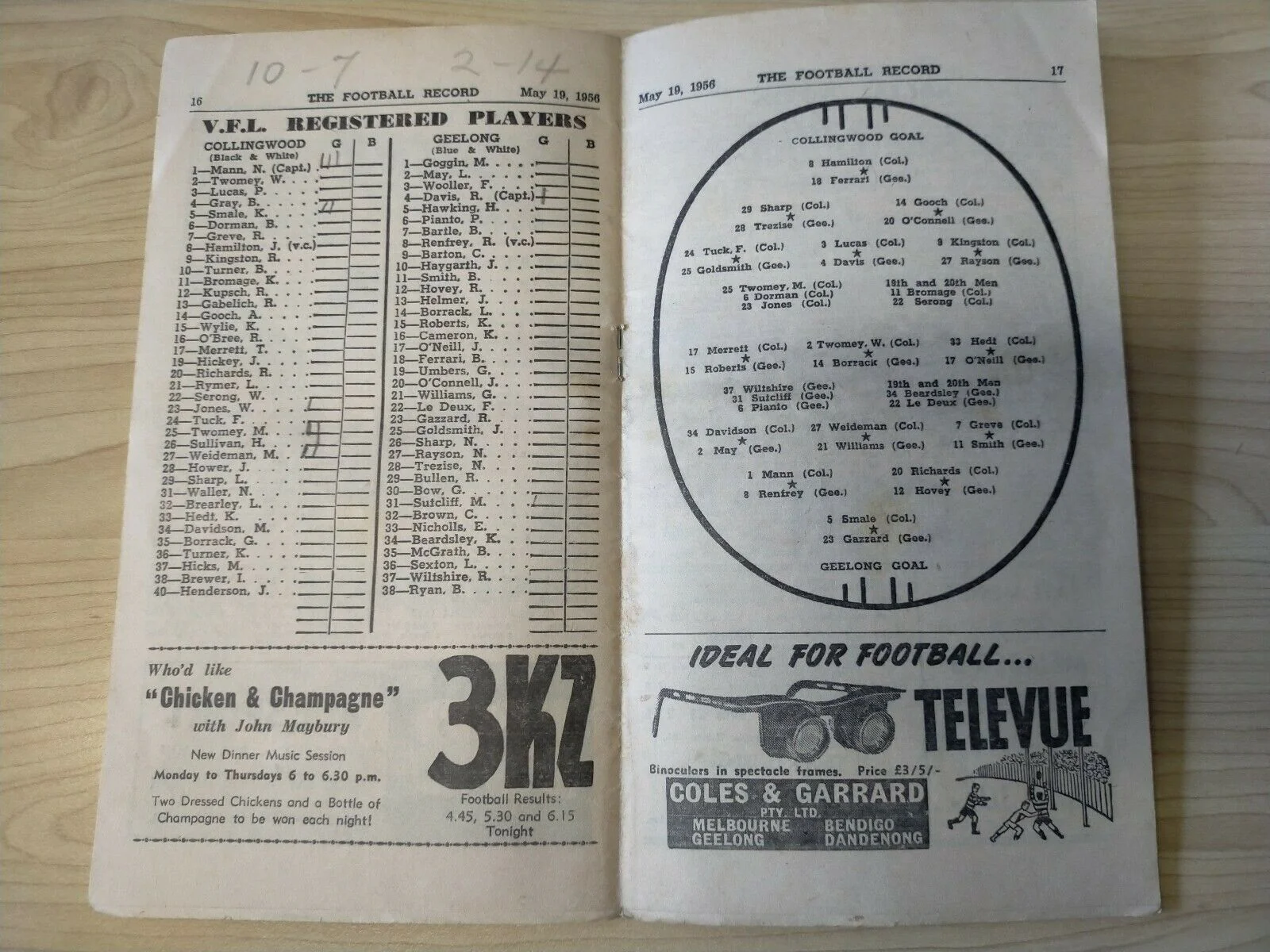 VFL 1956 May 19 Football Record Collingwood v Geelong - Image 2