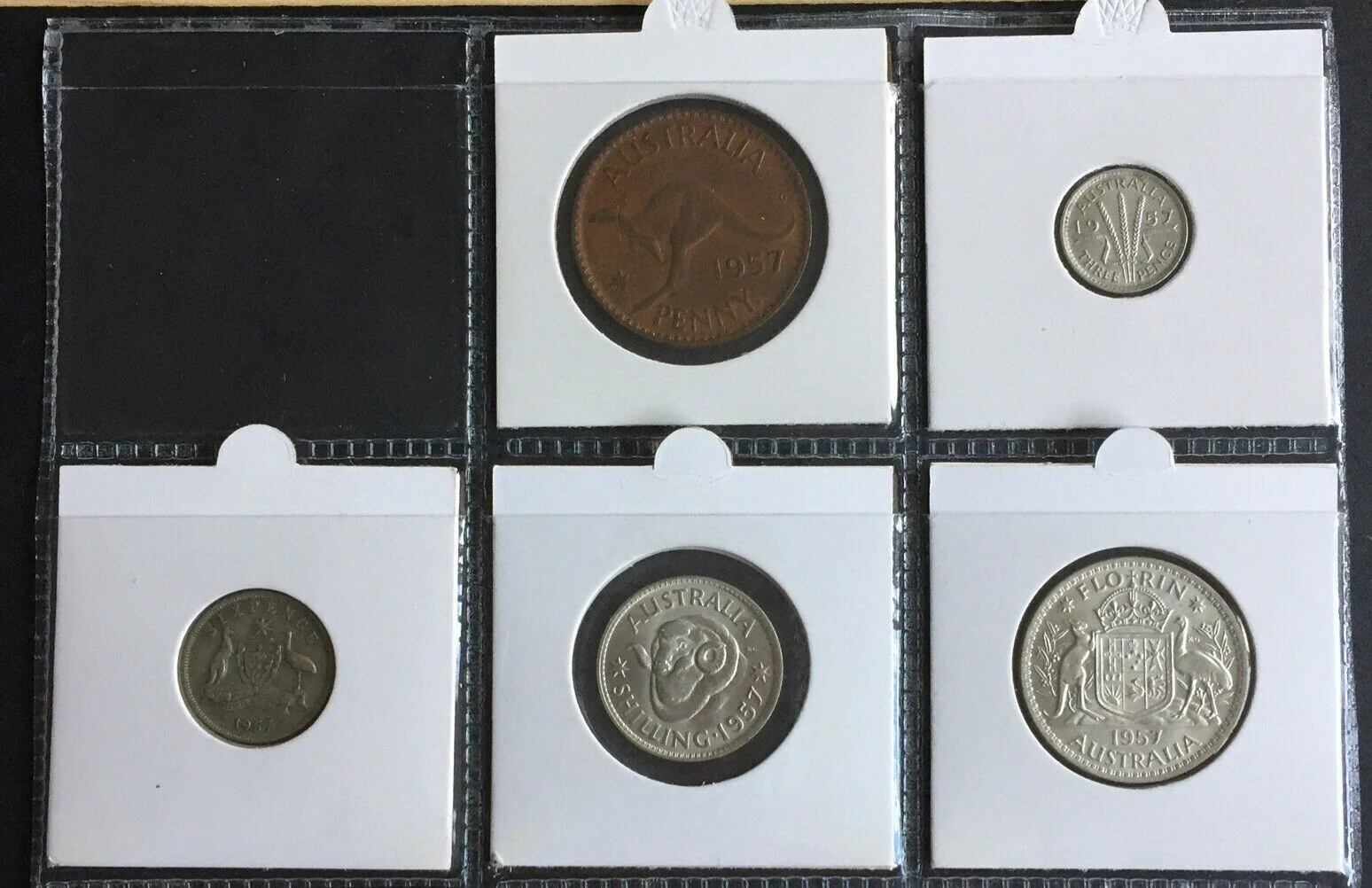 Australia 1957 Pre Decimal 5 Coin Set including 4 silver IDEAL BIRTHDAY GIFT