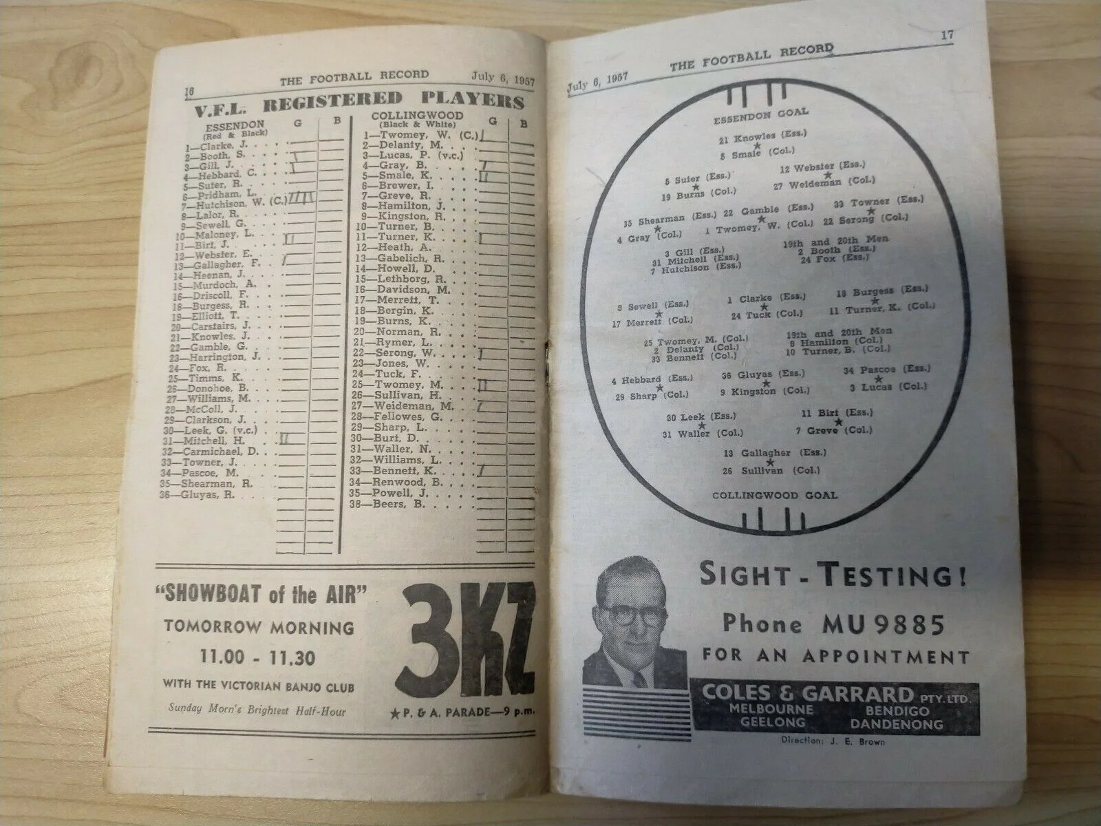 VFL 1957 July 6 Football Record Essendon v Collingwood - Image 2