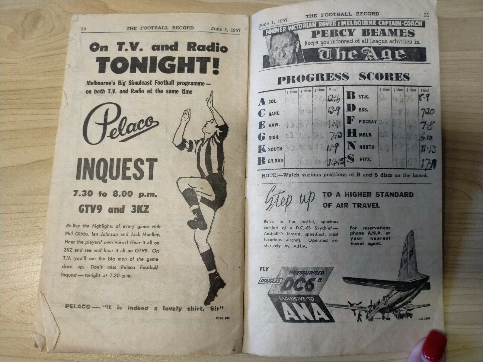VFL 1957 June 1 Football Record Collingwood v St Kilda - Image 3