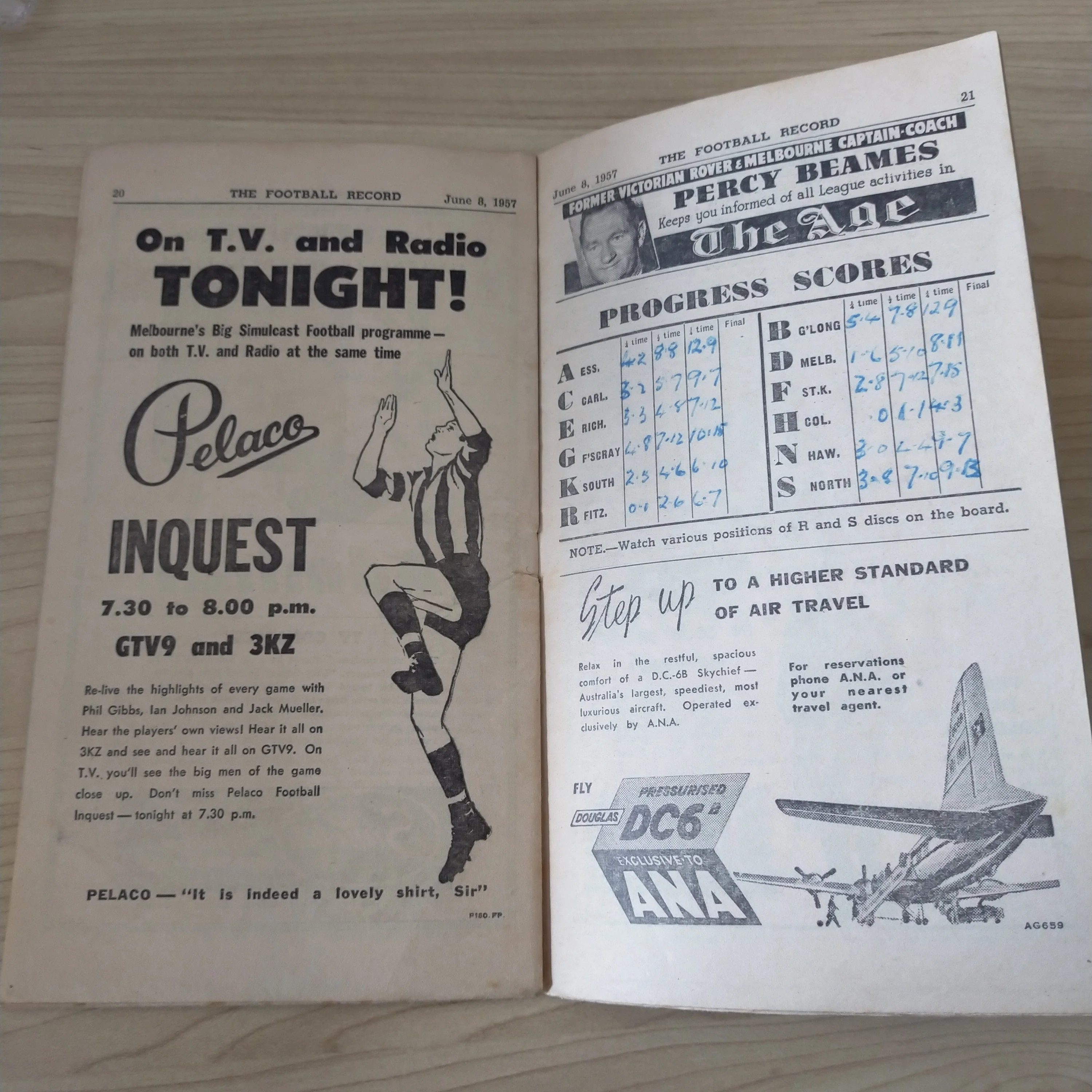 VFL 1957 June 8 Essendon v Geelong Football Record - Image 3