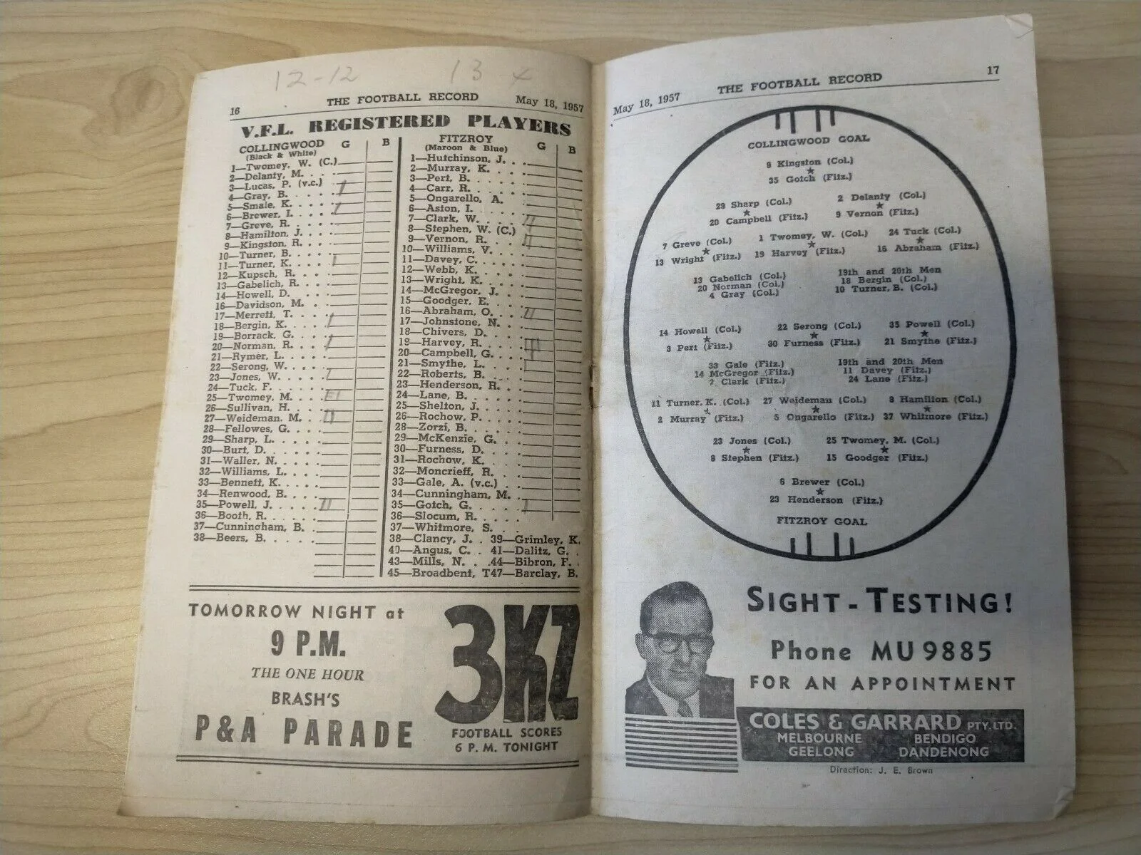 VFL 1957 May 18 Football Record Collingwood v Fitzroy - Image 2