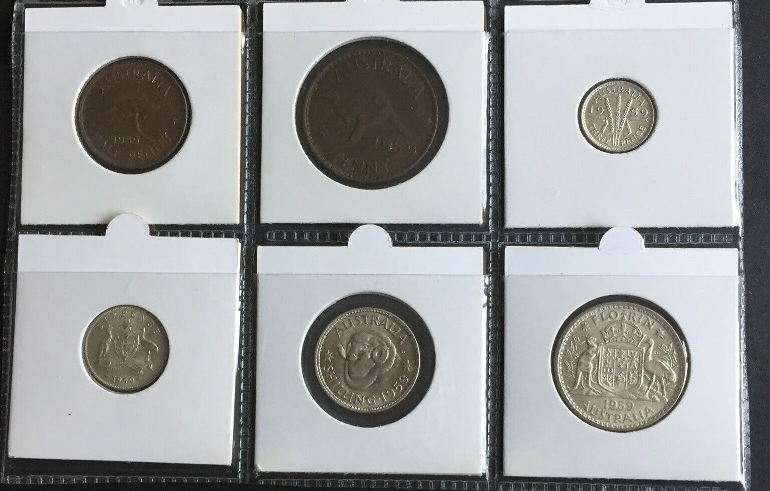Australia 1959 Pre Decimal 6 Coin Set including 4 silver IDEAL BIRTHDAY GIFT