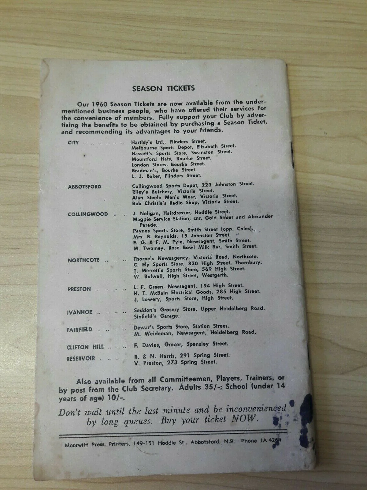 VFL 1959 Collingwood Football Club 68th Annual Report Financial Statement - Image 2